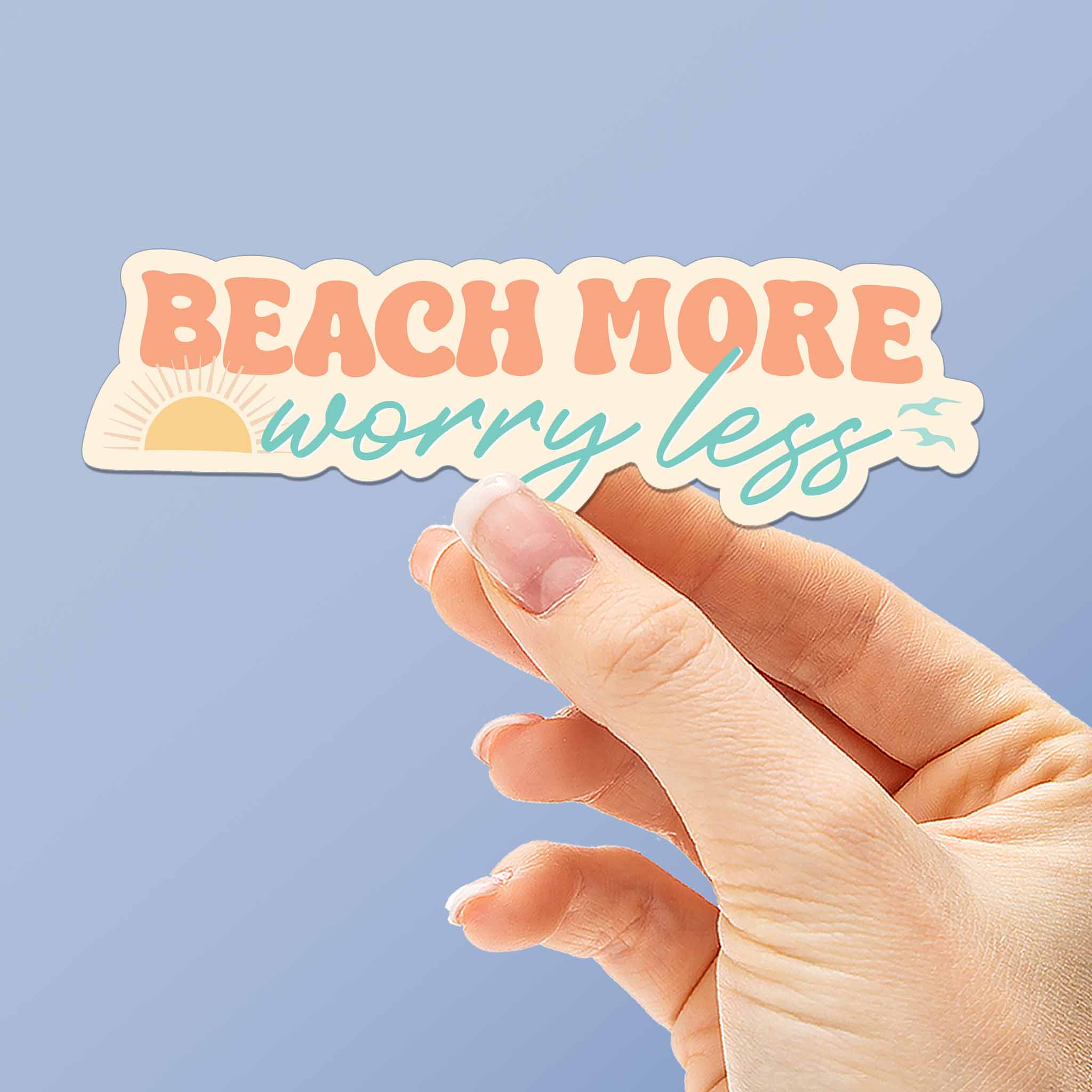 Beach More Worry Less Sticker