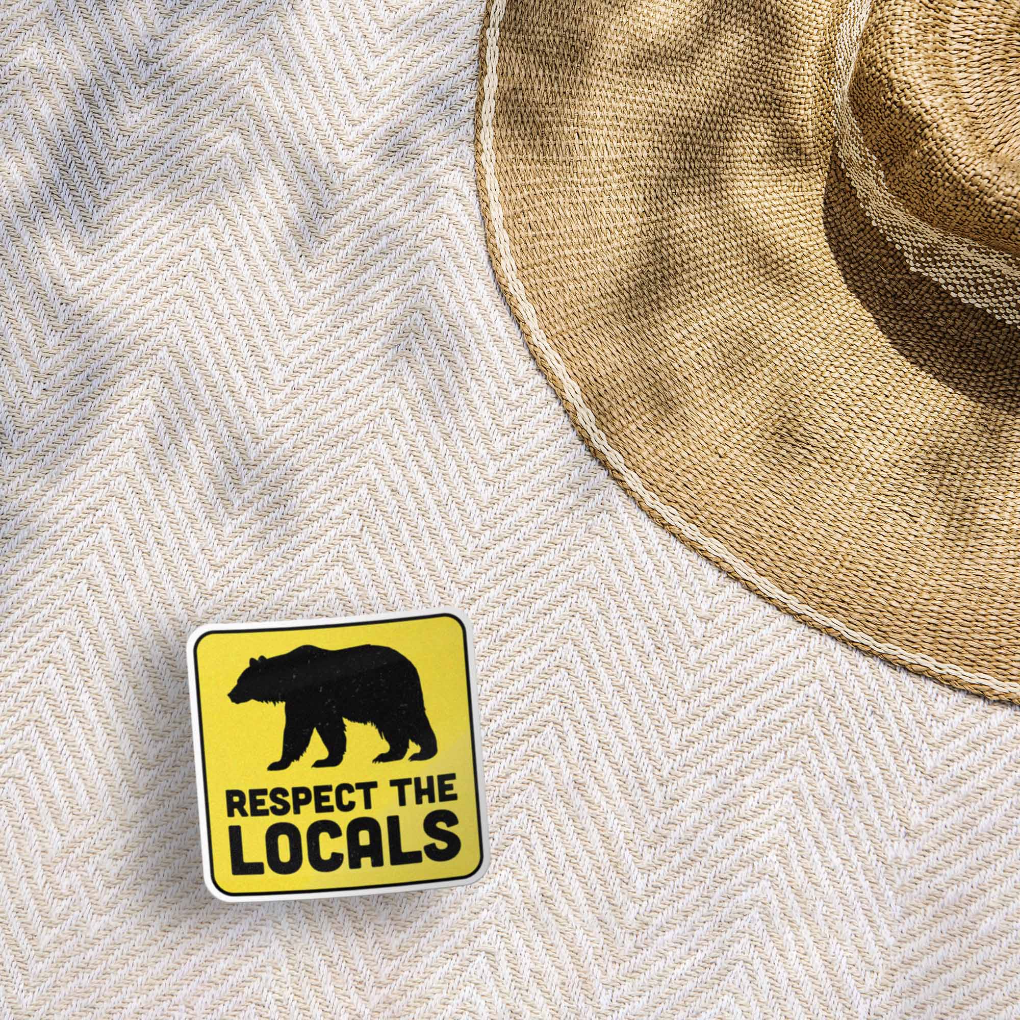 Respect the Locals Bear Sticker - Funny Nature Decal