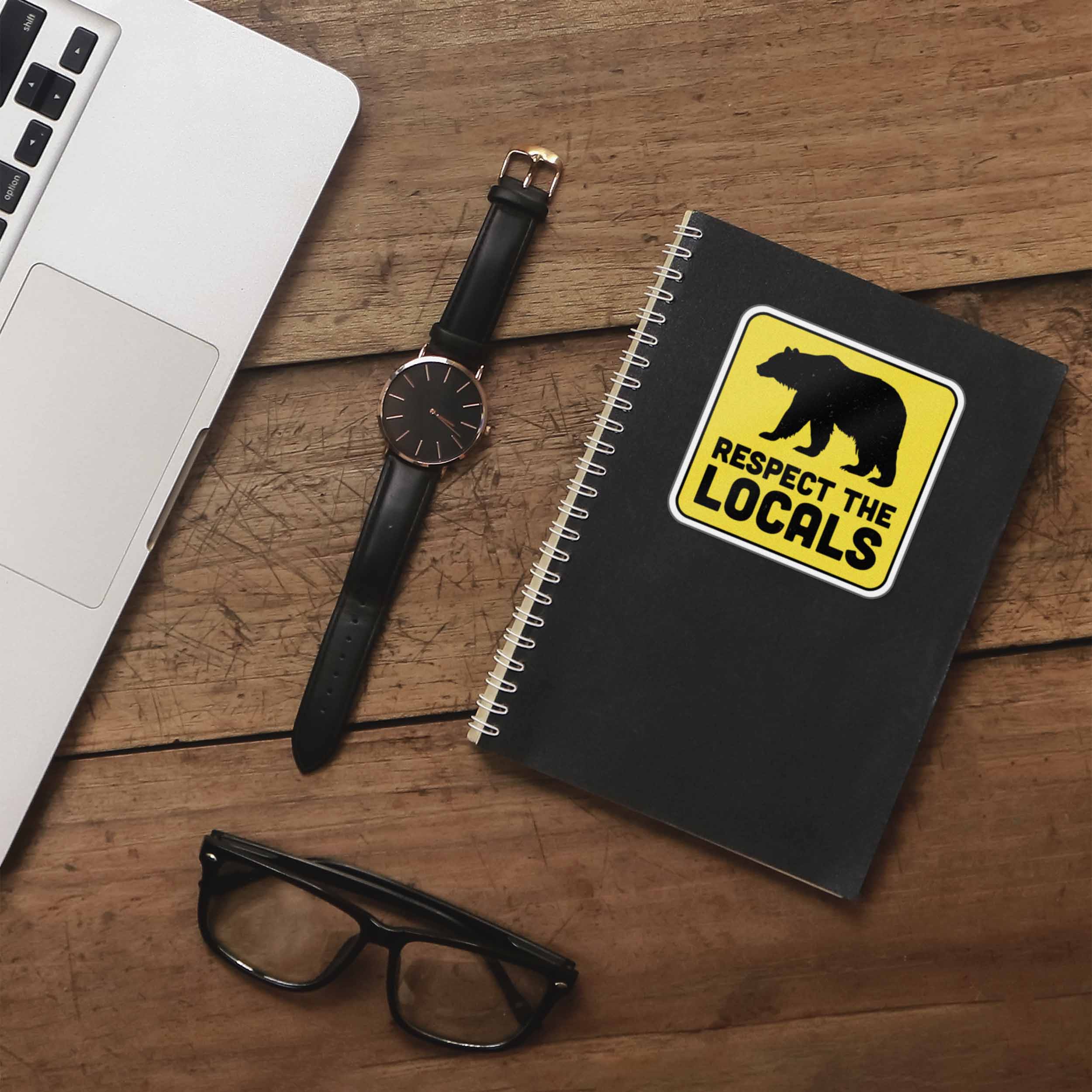Respect the Locals Bear Sticker - Funny Nature Decal