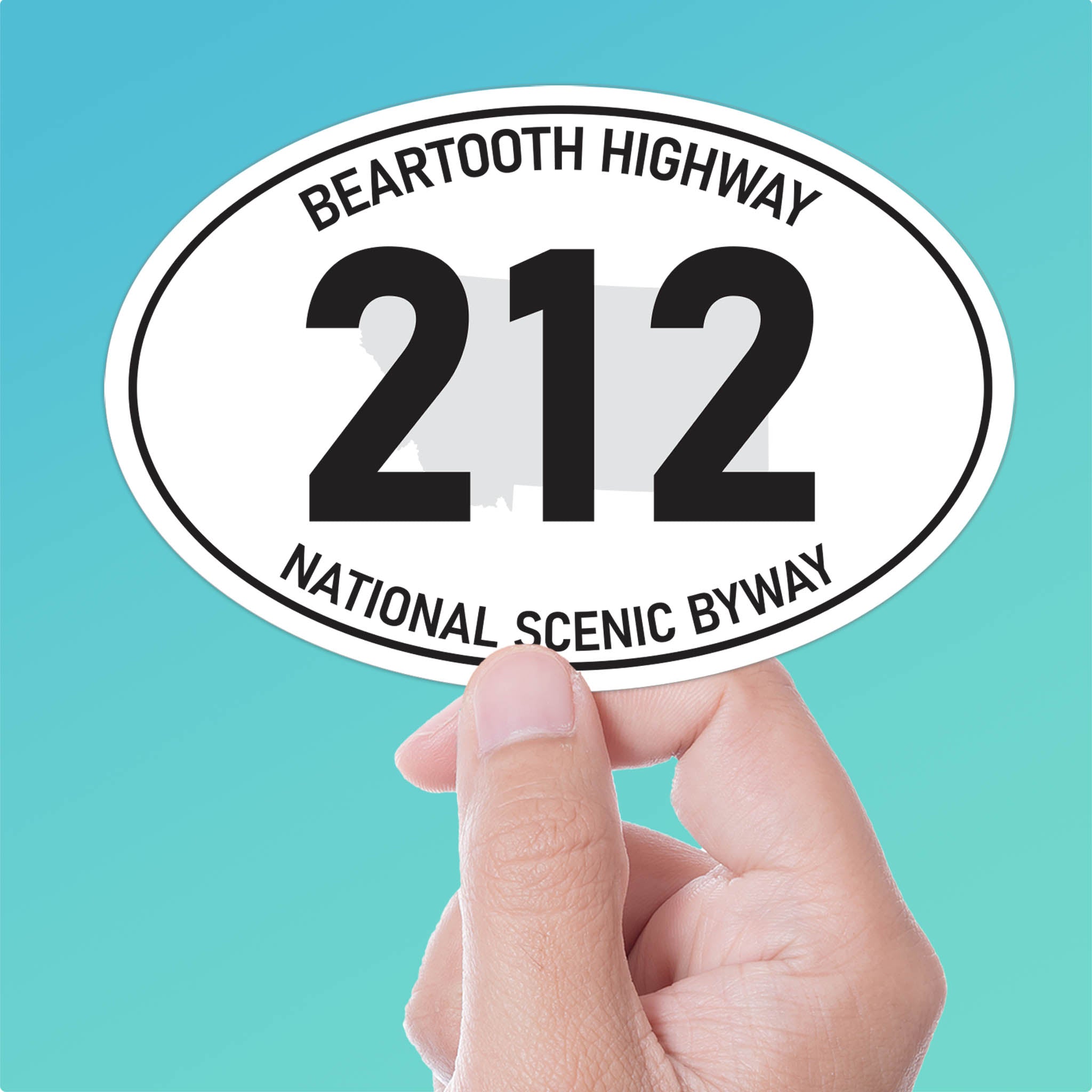 Beartooth Highway 212 Montana White Oval Sticker