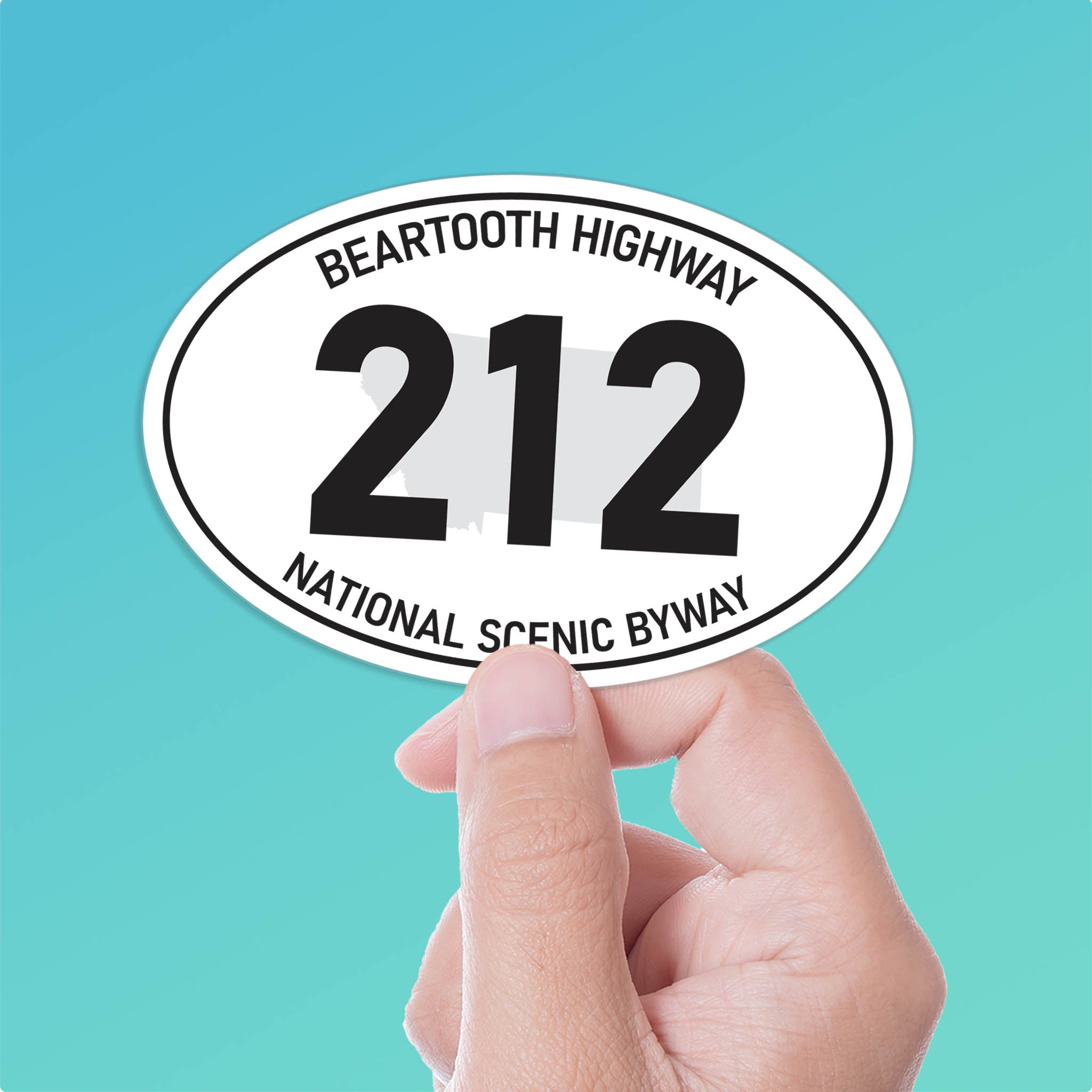 Beartooth Highway 212 Montana White Oval Sticker