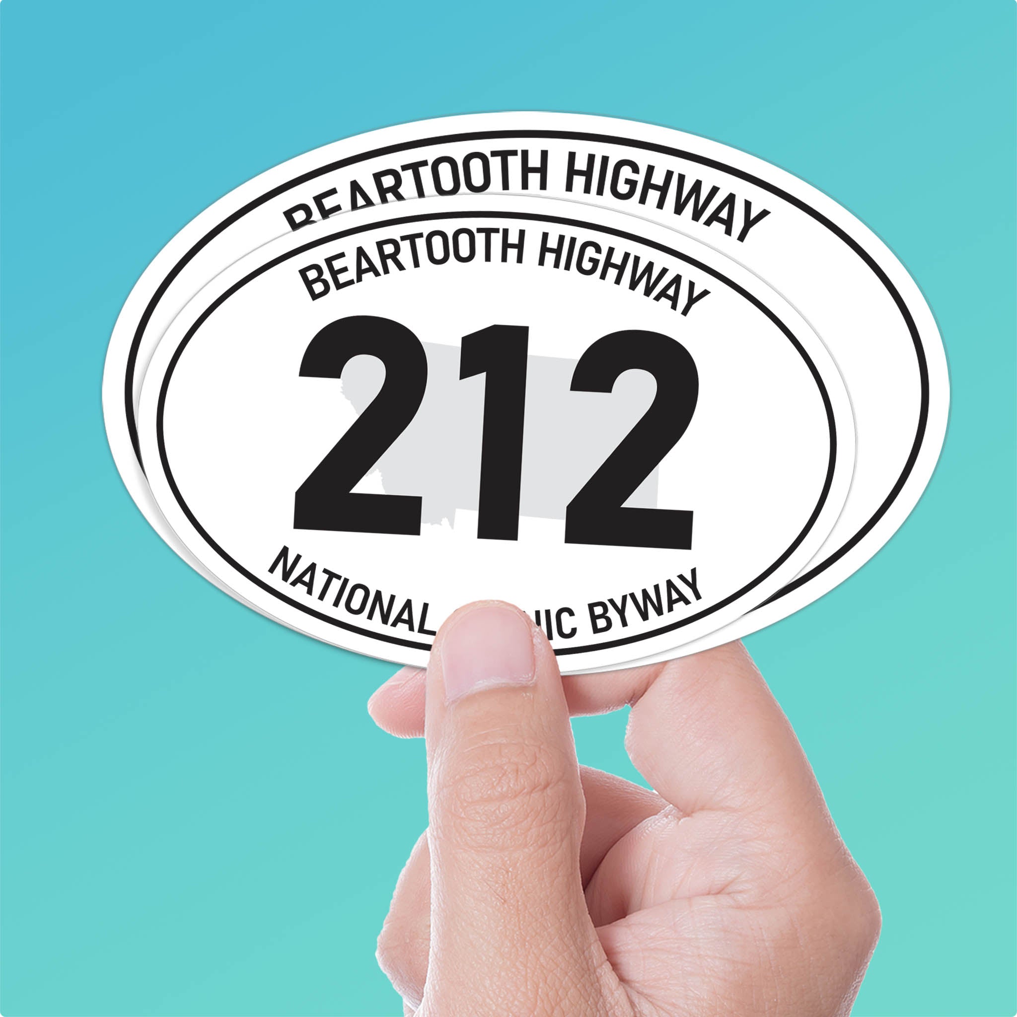 Beartooth Highway 212 Montana White Oval Sticker