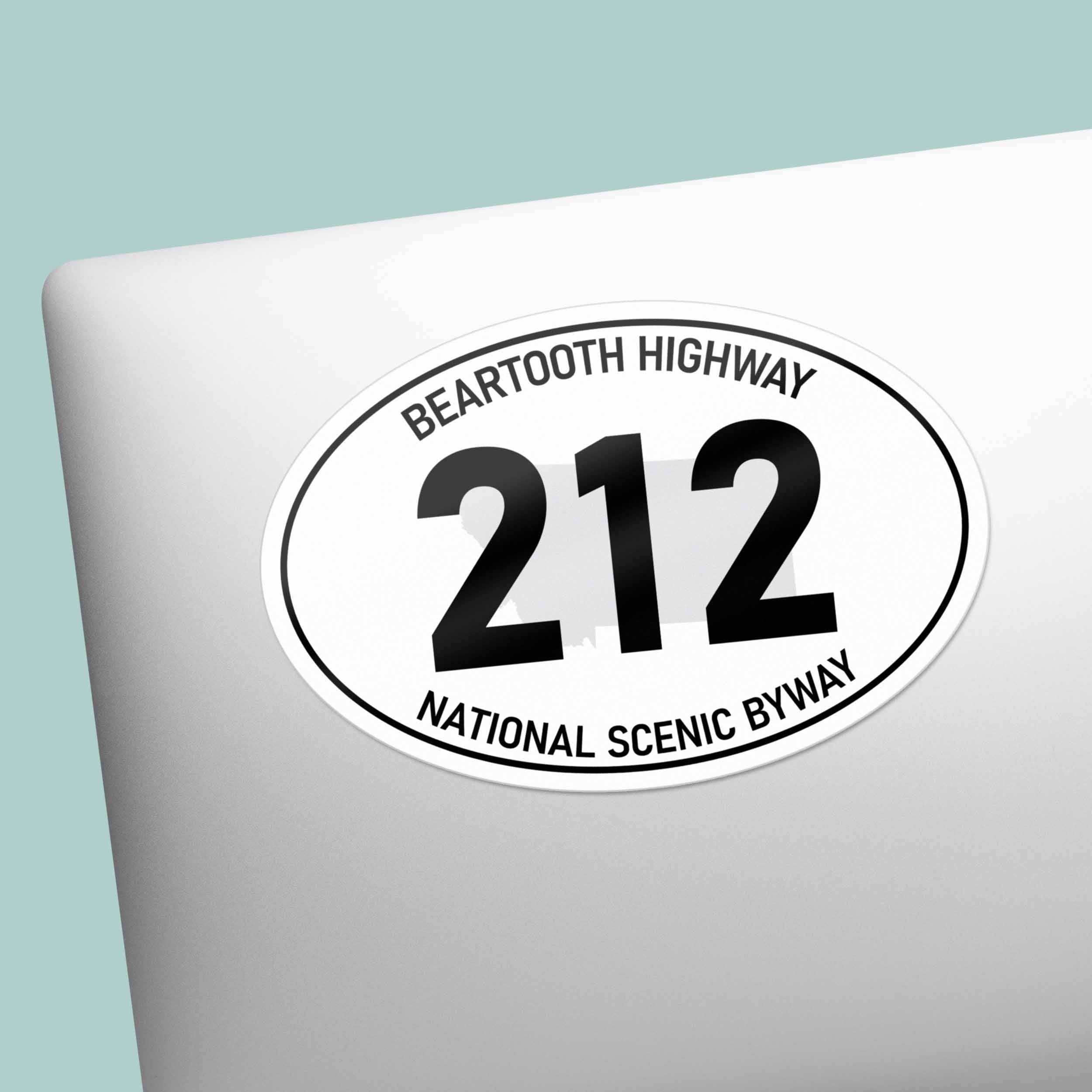 Beartooth Highway 212 Montana White Oval Sticker