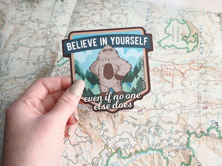 Bigfoot's Biggest Fan Set - 5 Sasquatch Stickers + Pinback Button