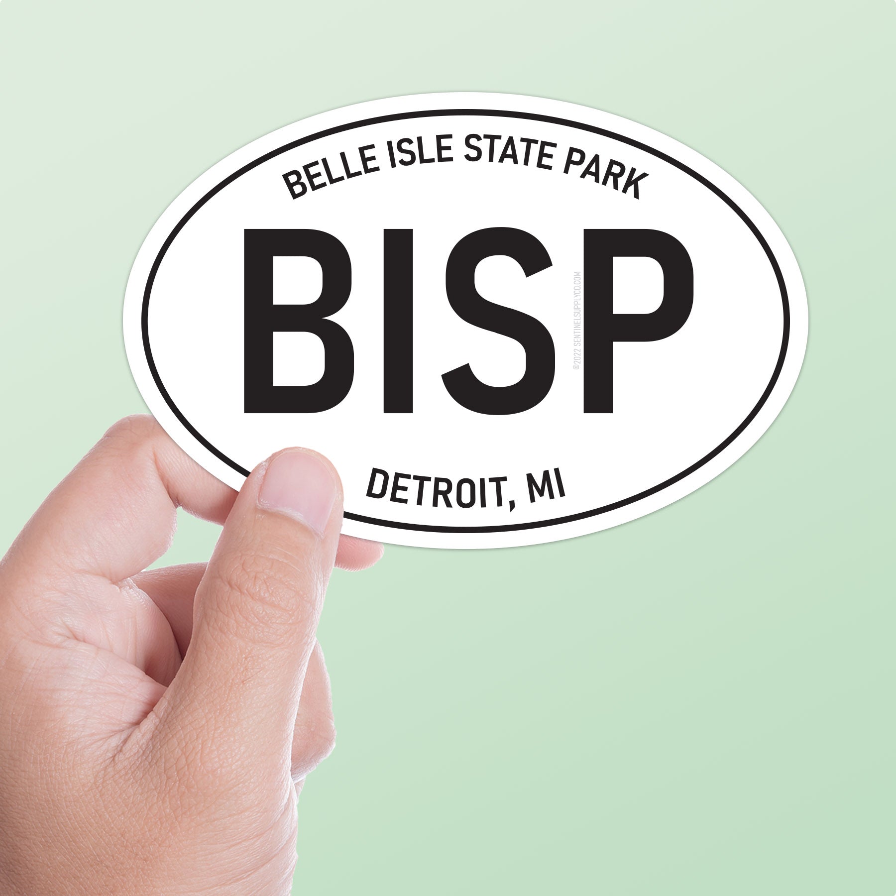 White Oval Belle Isle Detroit Sticker