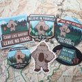 Bigfoot's Biggest Fan Set - 5 Sasquatch Stickers + Pinback Button