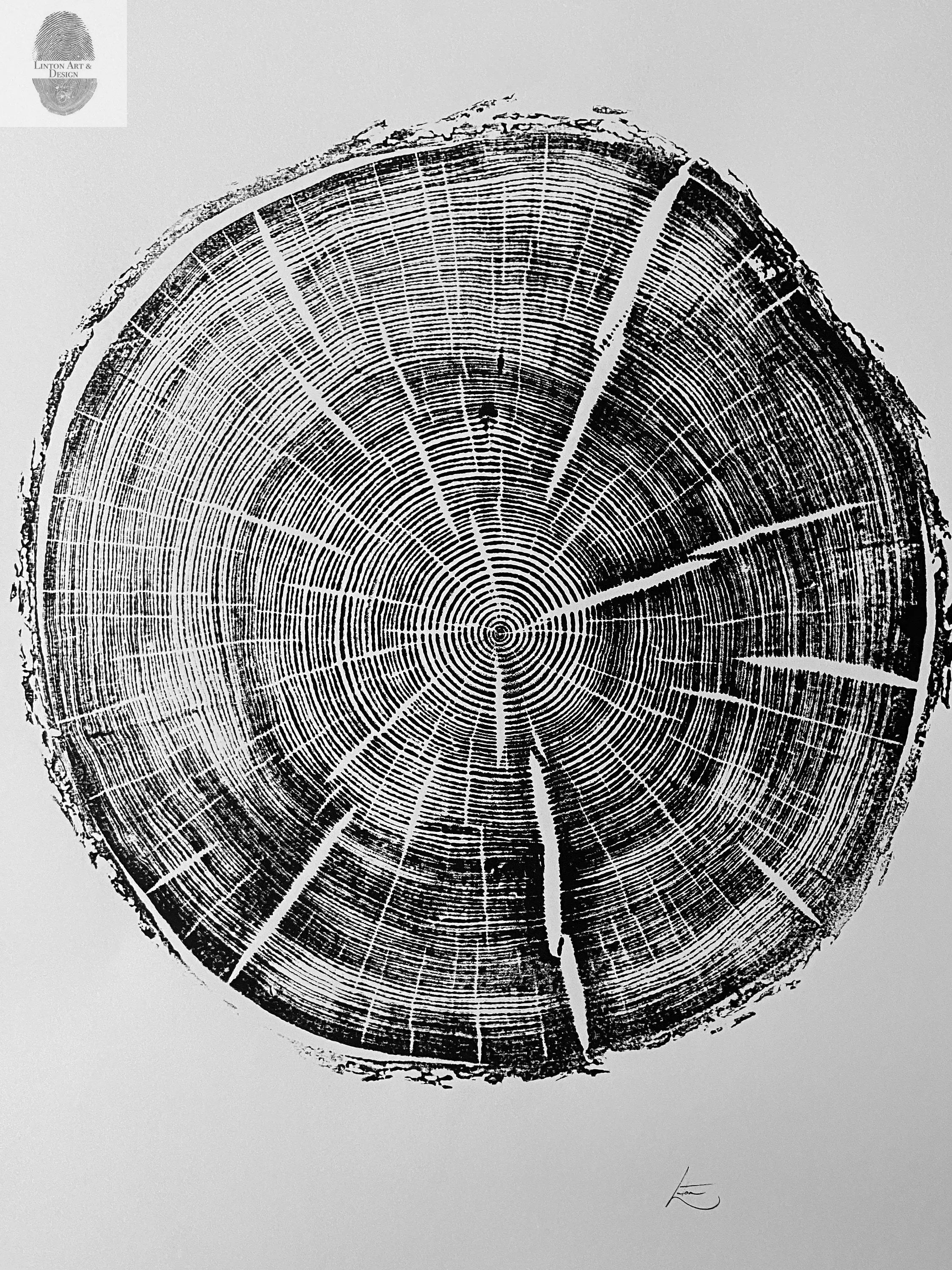 Black Hills South Dakota Woodcut print, Tree Ring Print, Arborist, Forestry, Biology Gift, 18x24 inches, Signed Original