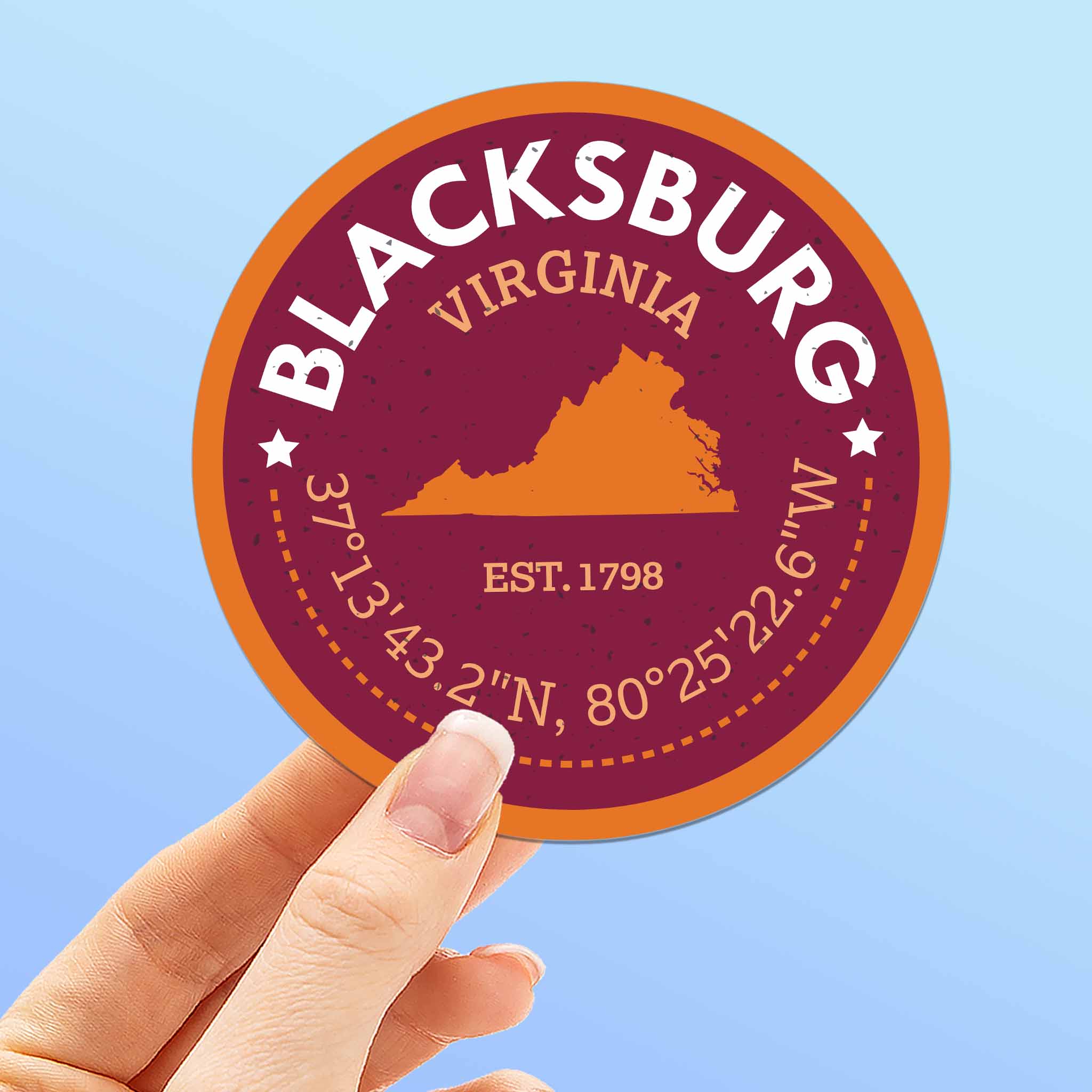Blacksburg Virginia Map Sticker - Cute VA Decal