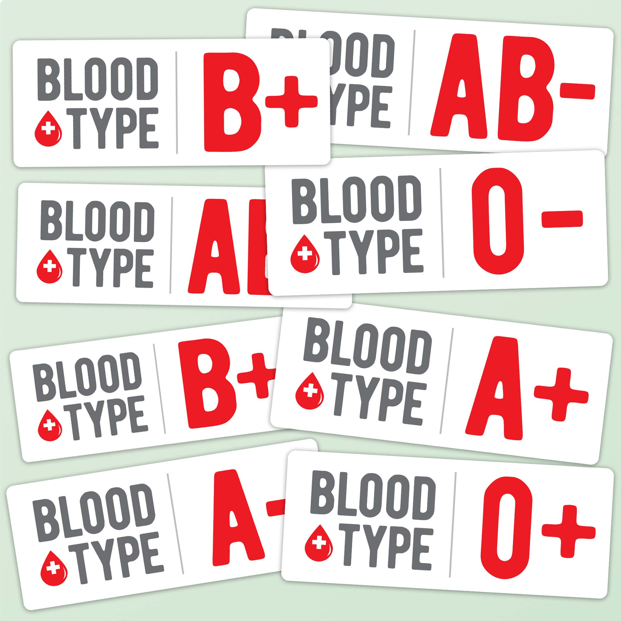 Blood Type Stickers - Set of 3 Mini Helmet Decals