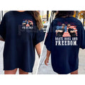 "Boats, Hoes & Freedom" Step Brothers 4th of July T-Shirt – Funny 2-Side Patriotic Graphic Tee, Premium 100% Cotton Independence Day Top, Sarcastic USA Summer Party Apparel, Made in USA