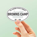 Browns Camp Oregon White Oval Bumper Sticker