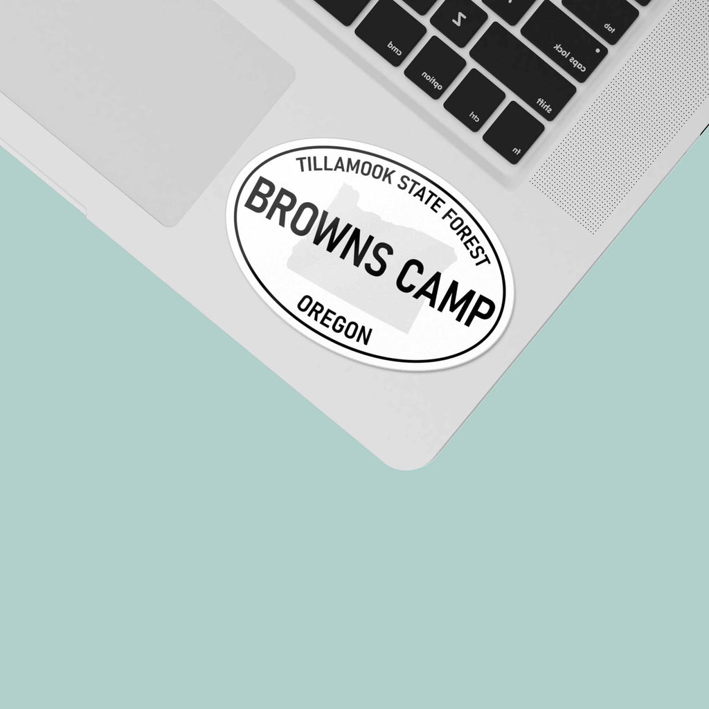 Browns Camp Oregon White Oval Bumper Sticker