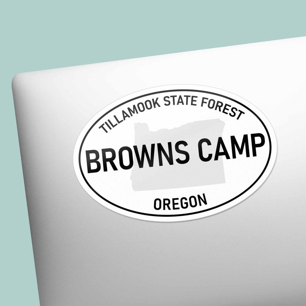 Browns Camp Oregon White Oval Bumper Sticker