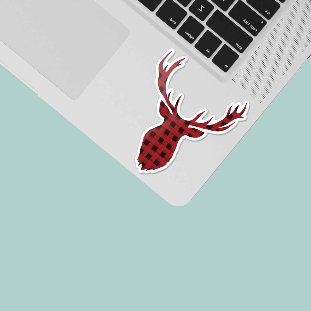 Buffalo Plaid Deer Antler Sticker