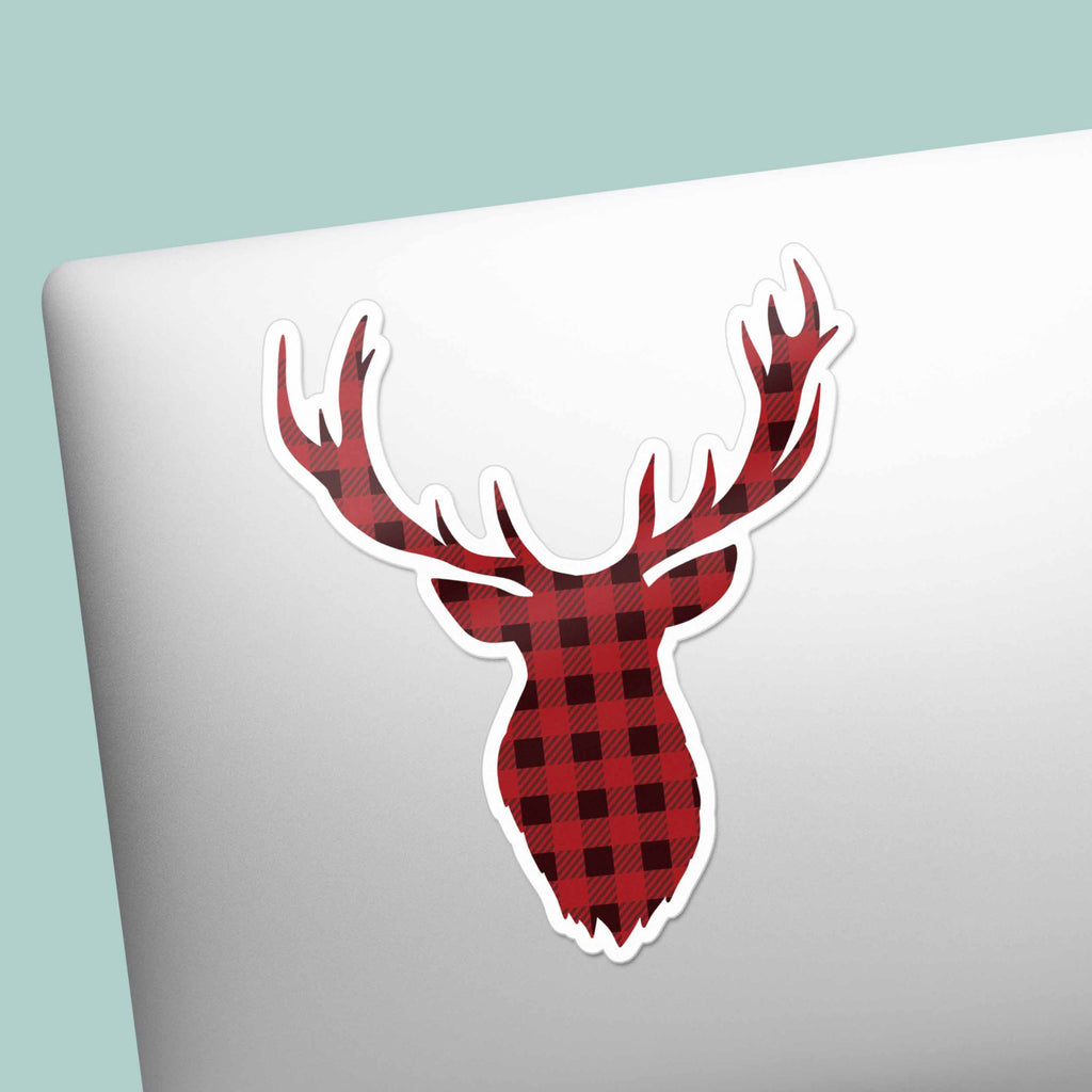Buffalo Plaid Deer Antler Sticker