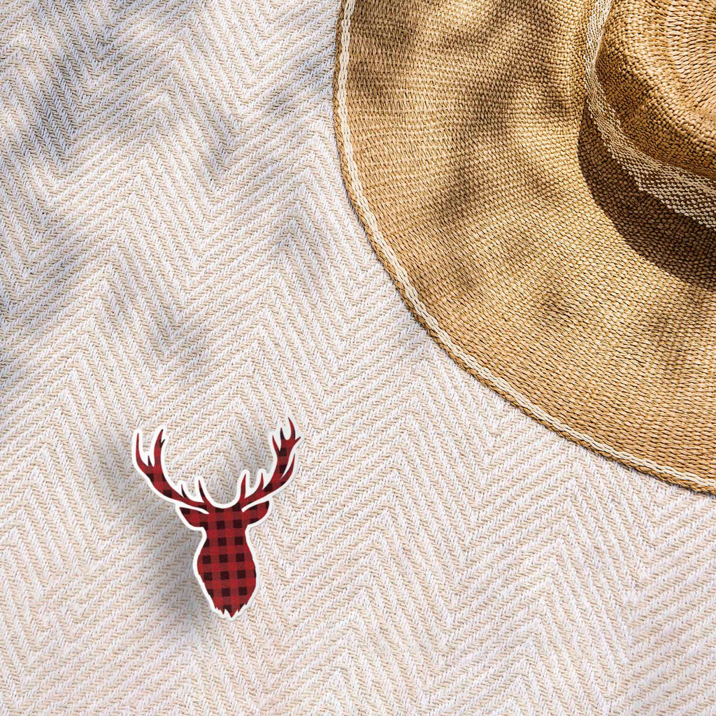 Buffalo Plaid Deer Antler Sticker