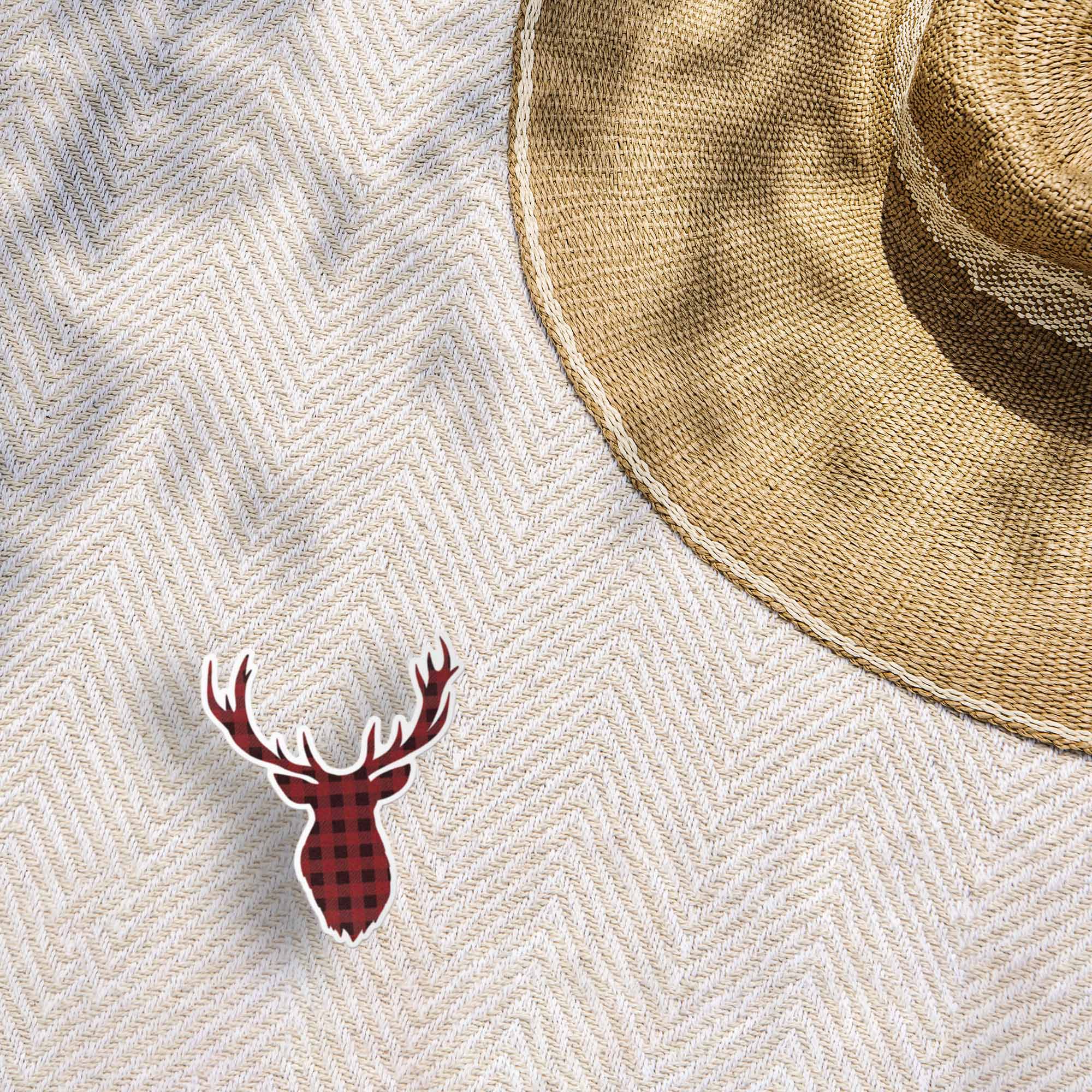 Buffalo Plaid Deer Antler Sticker