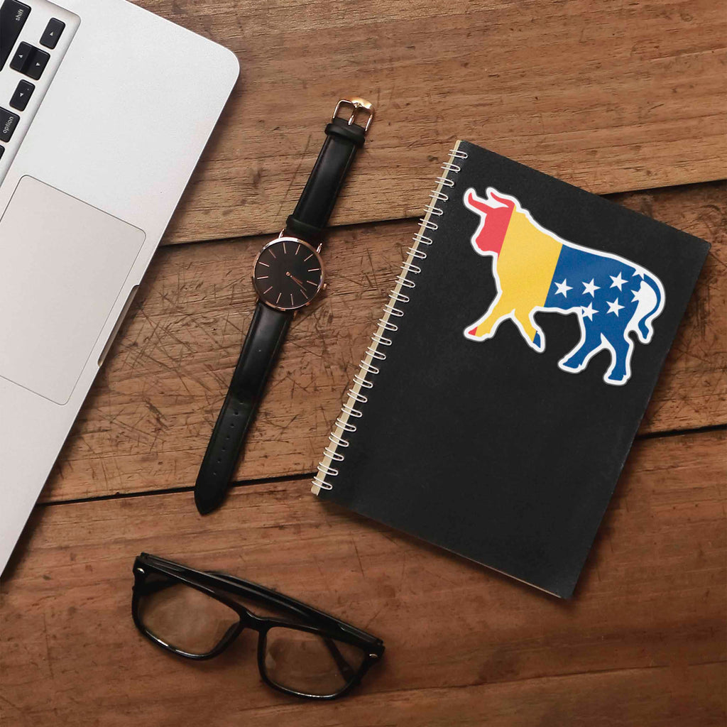 Durham NC Flag Bull Sticker - Cool North Carolina Decal