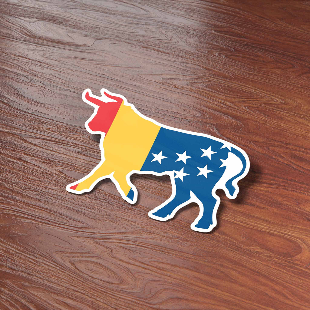 Durham NC Flag Bull Sticker - Cool North Carolina Decal