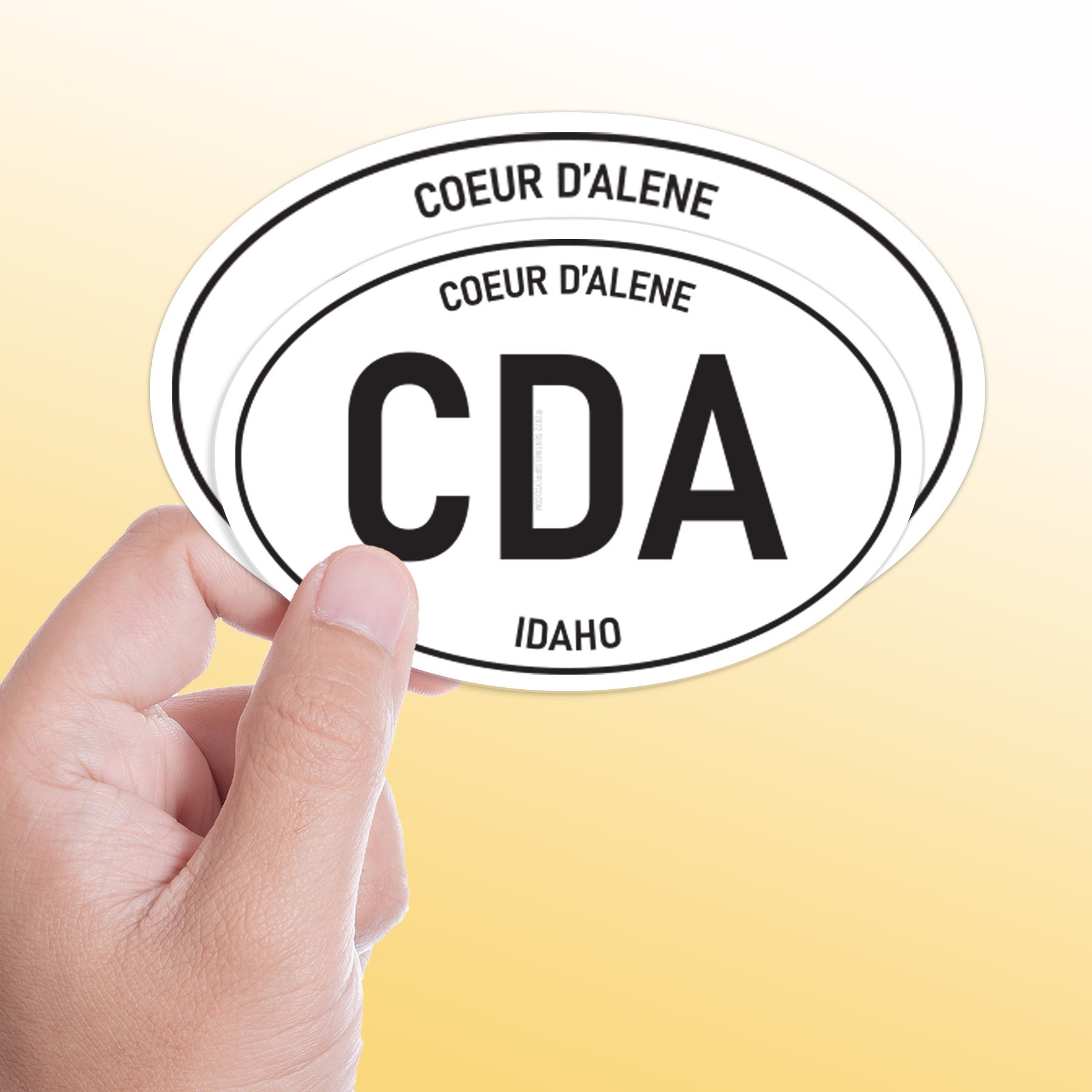 Coeur d'Alene Idaho White Oval Sticker - CDA ID Decal