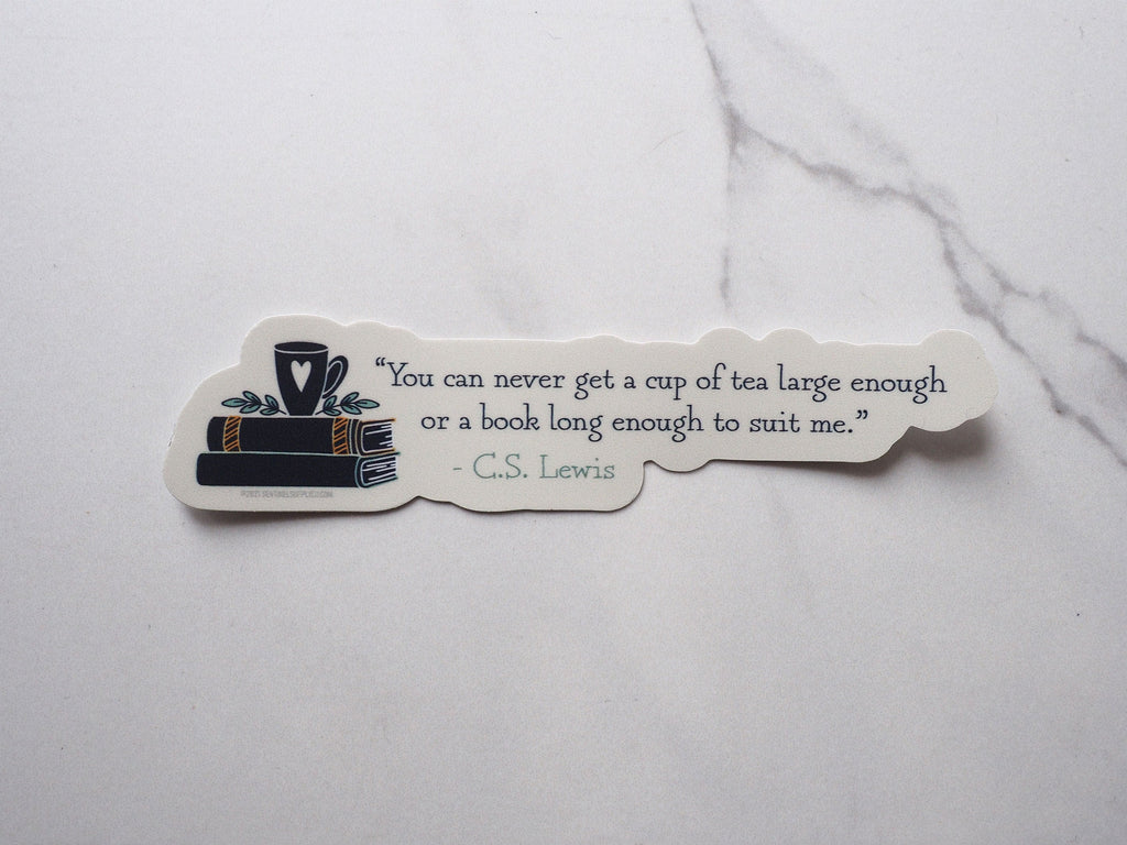 Tea & Books CS Lewis Quote Sticker