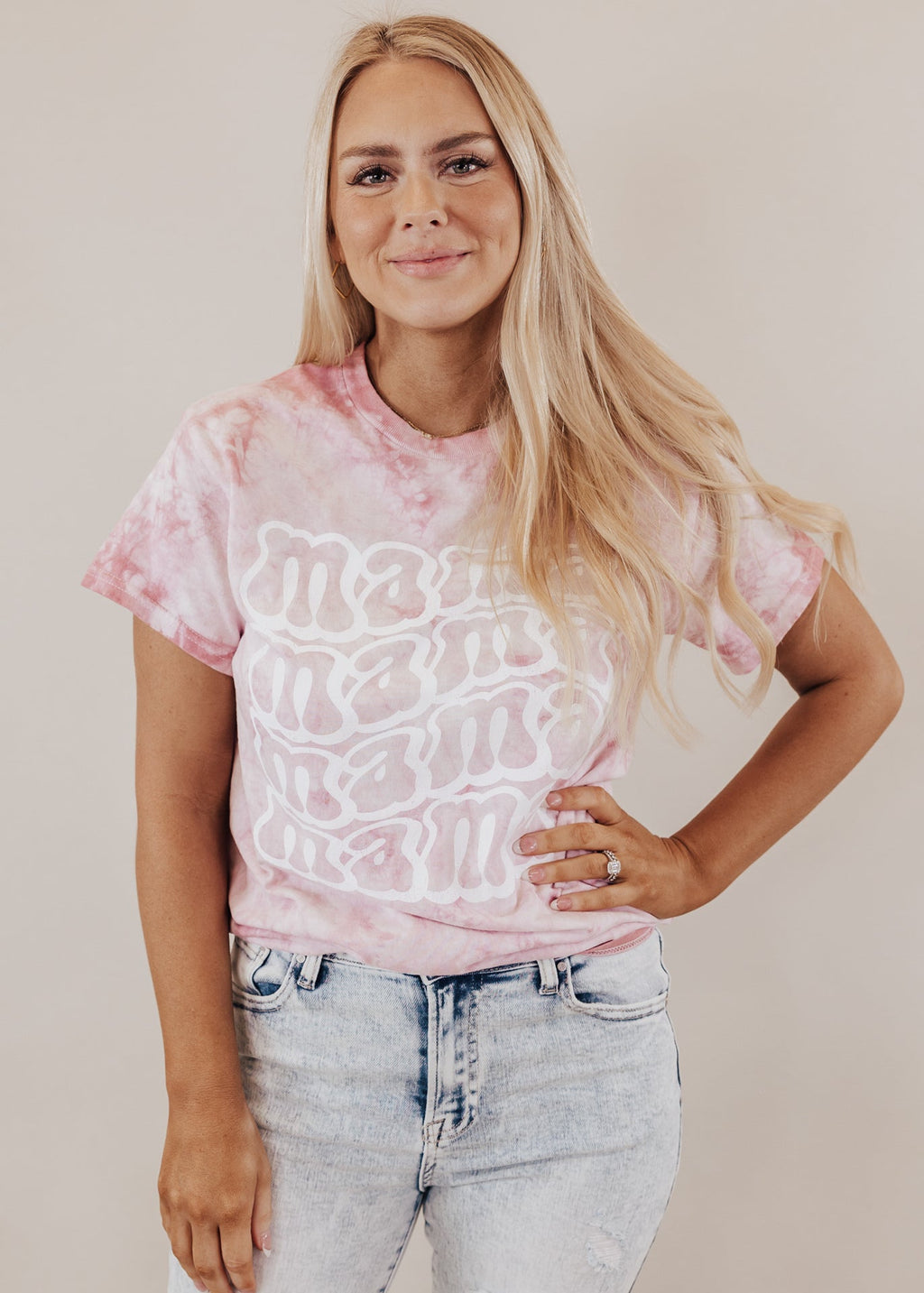Curvy MAMA Tee *Pink Tie Dye (S-3X)
