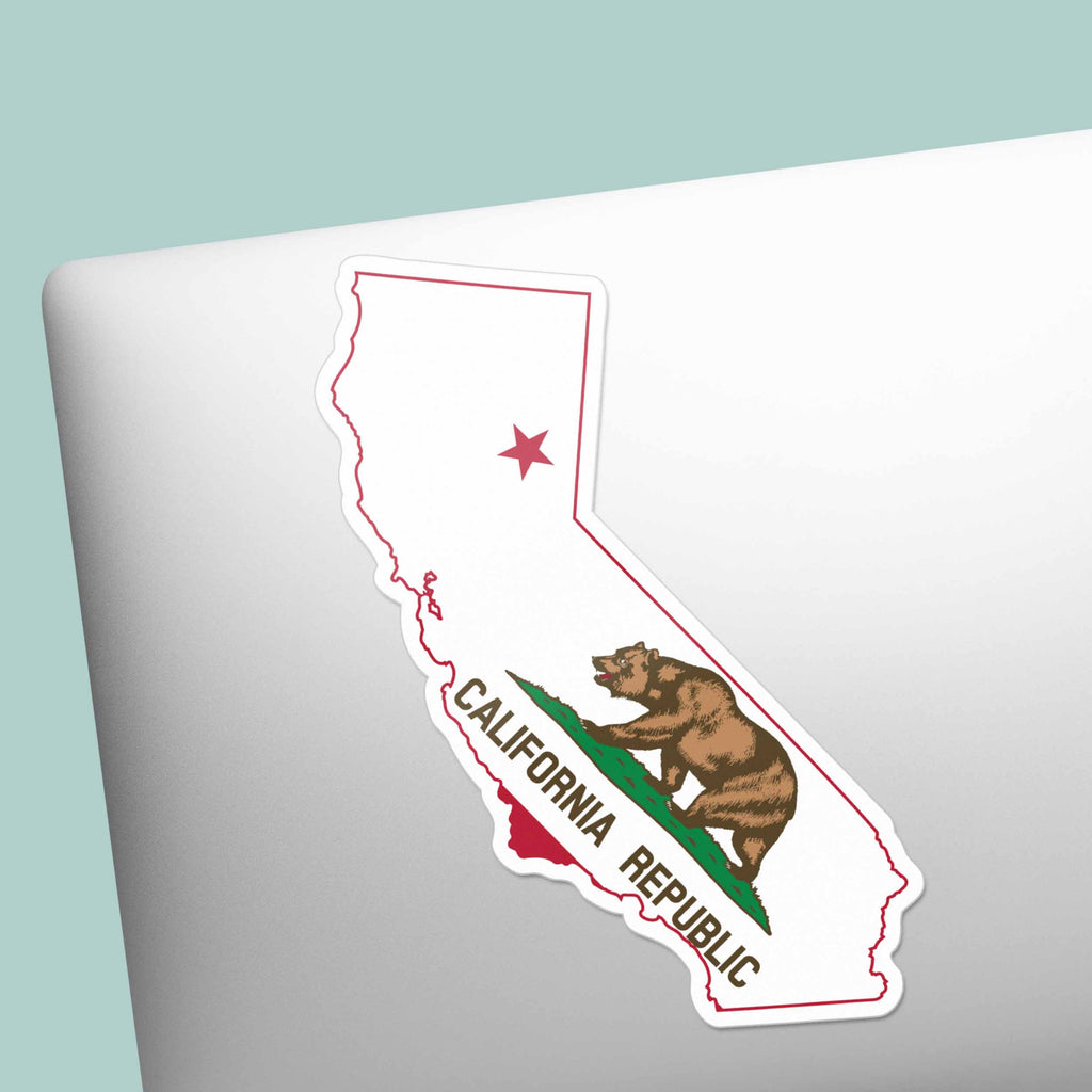 California Flag Bumper Sticker - Cool CA Grizzly Bear Decals