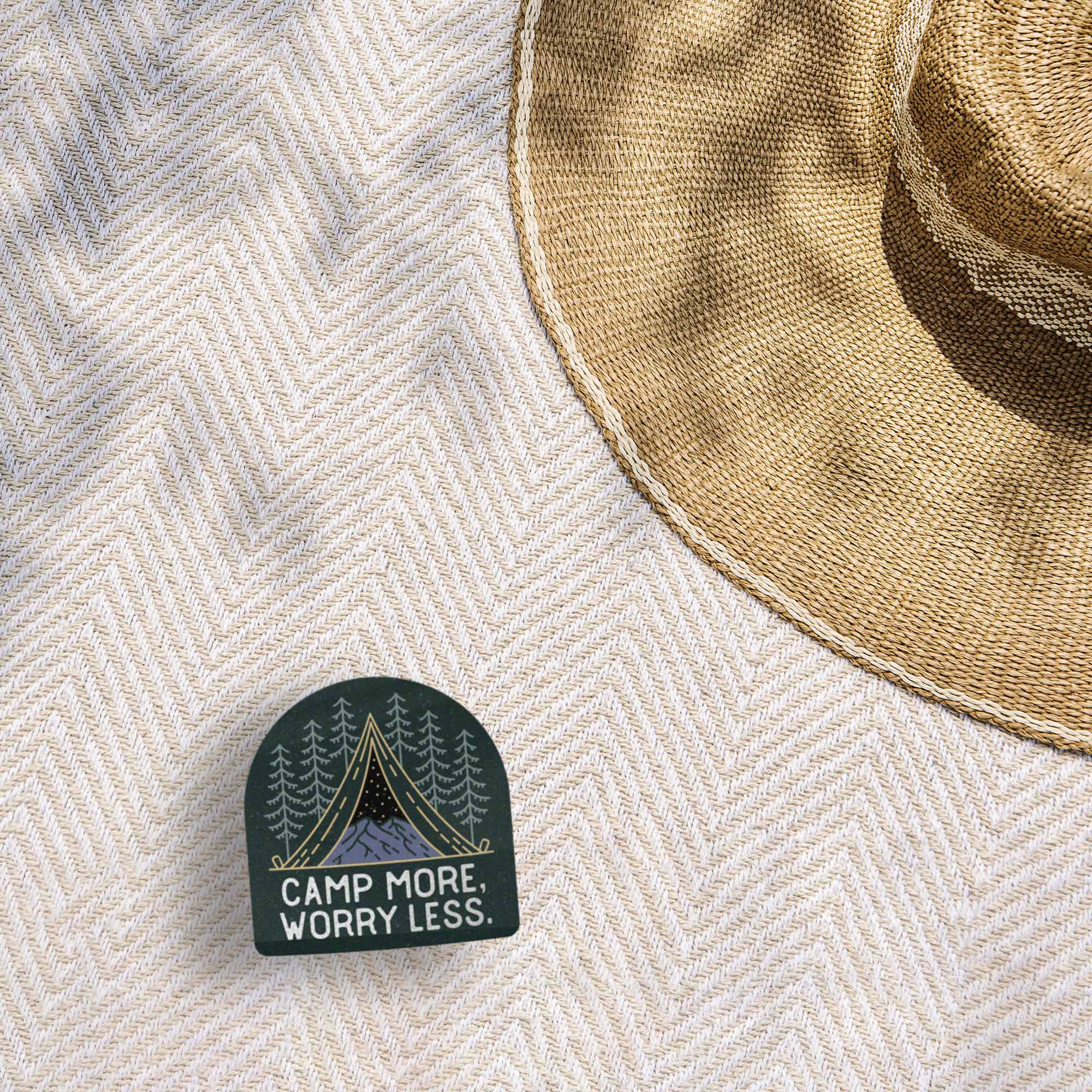 Camp More, Worry Less Tent Sticker