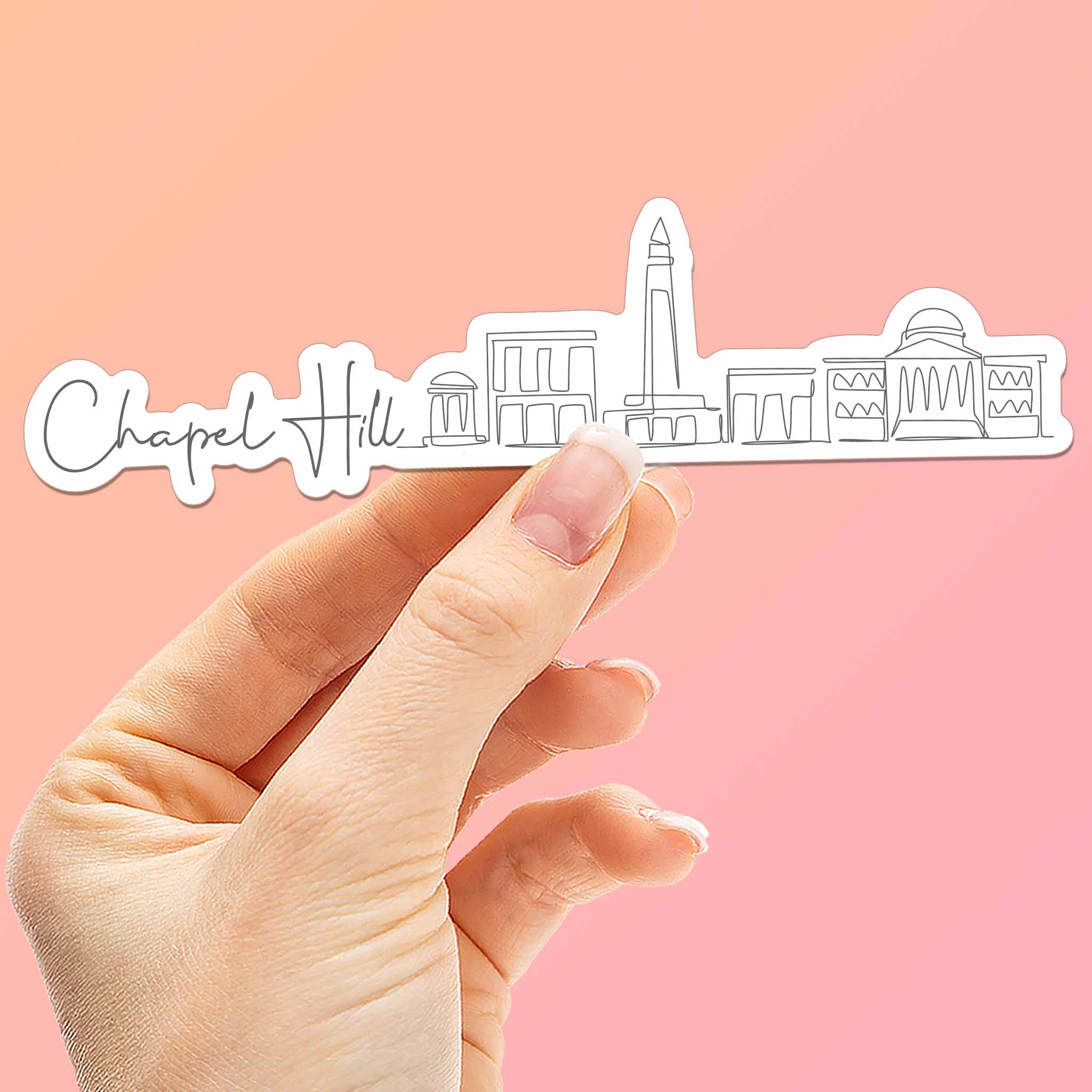 Chapel Hill North Carolina Skyline Sticker - Cute NC Decal