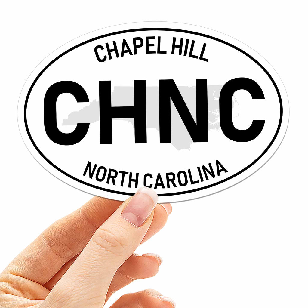 Chapel Hill North Carolina White Oval Car Magnet - Flexible NC Fridge Magnet
