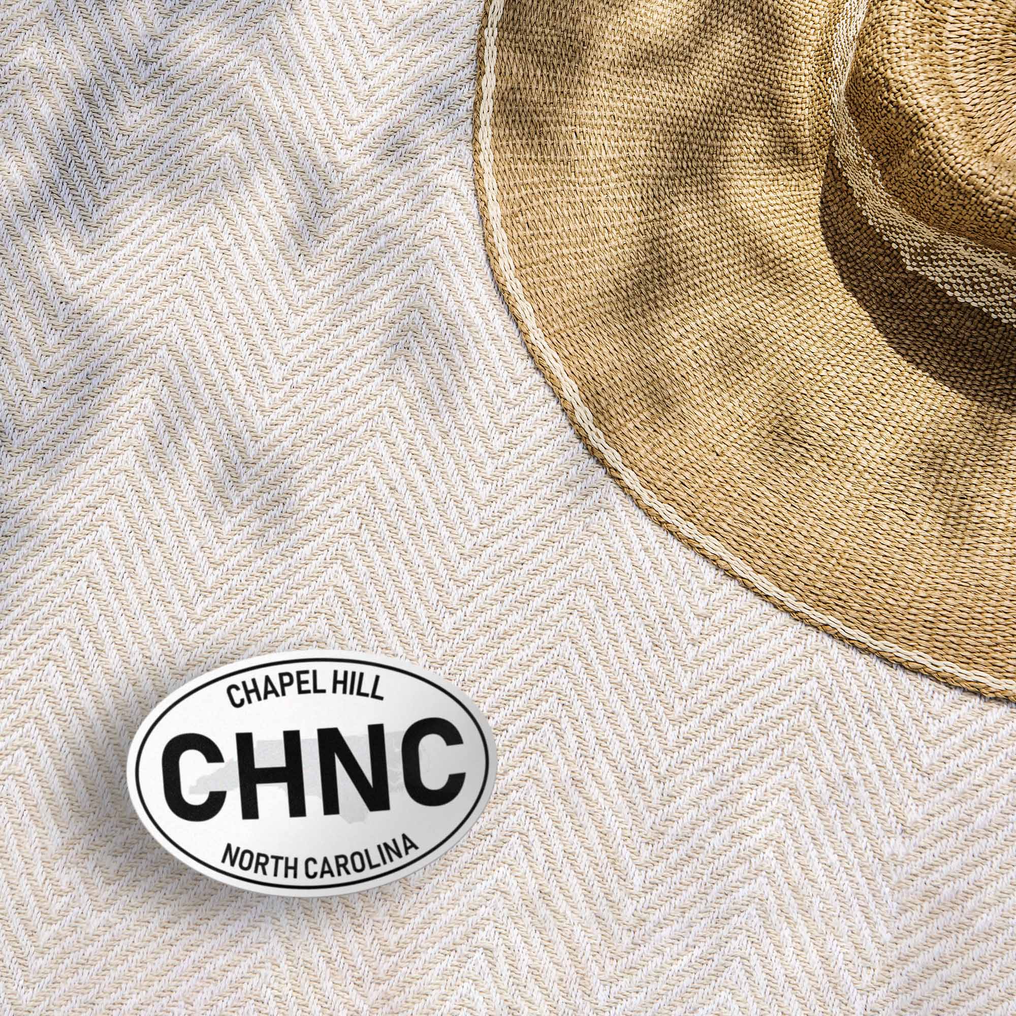 Chapel Hill North Carolina White Oval Car Magnet - Flexible NC Fridge Magnet