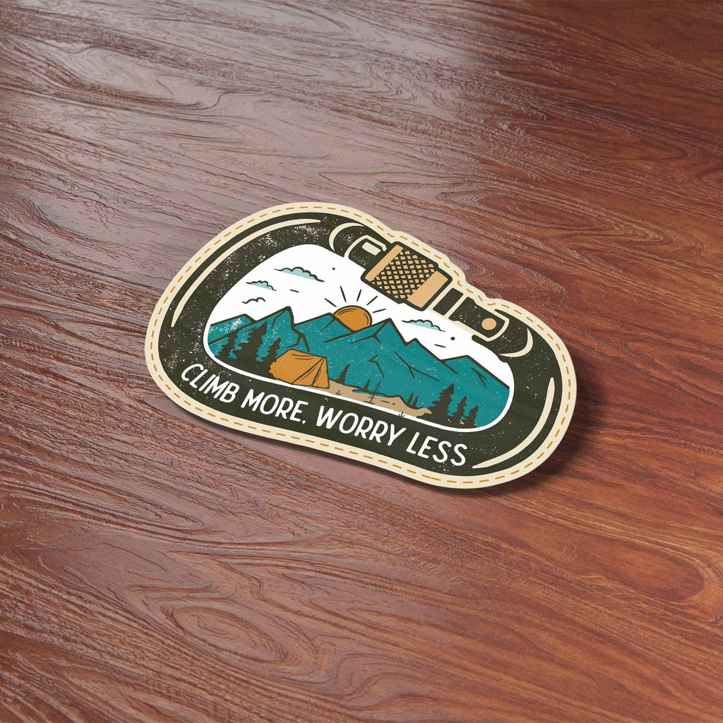 Climb More Worry Less Sticker - Cute Outdoors Decal