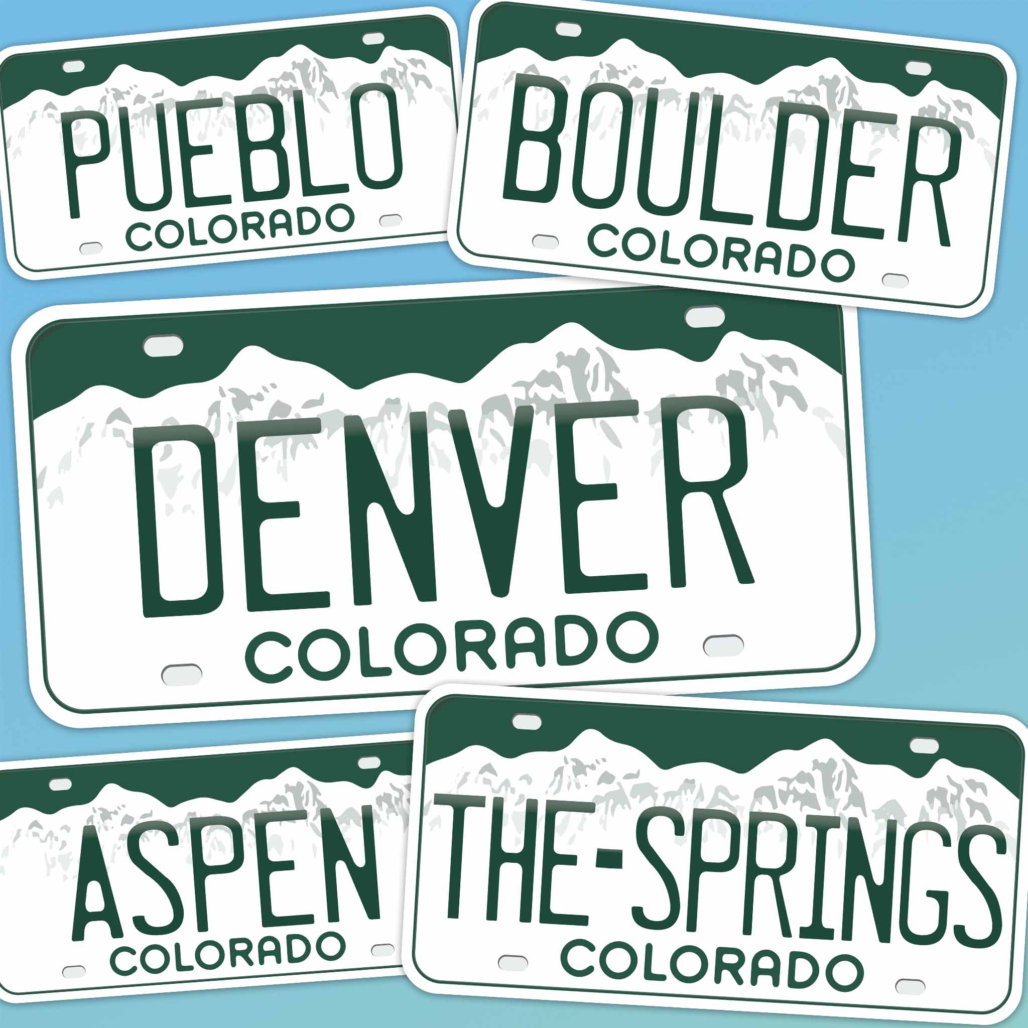 Colorado License Plate Stickers - Choose Your CO City or National Park Decal