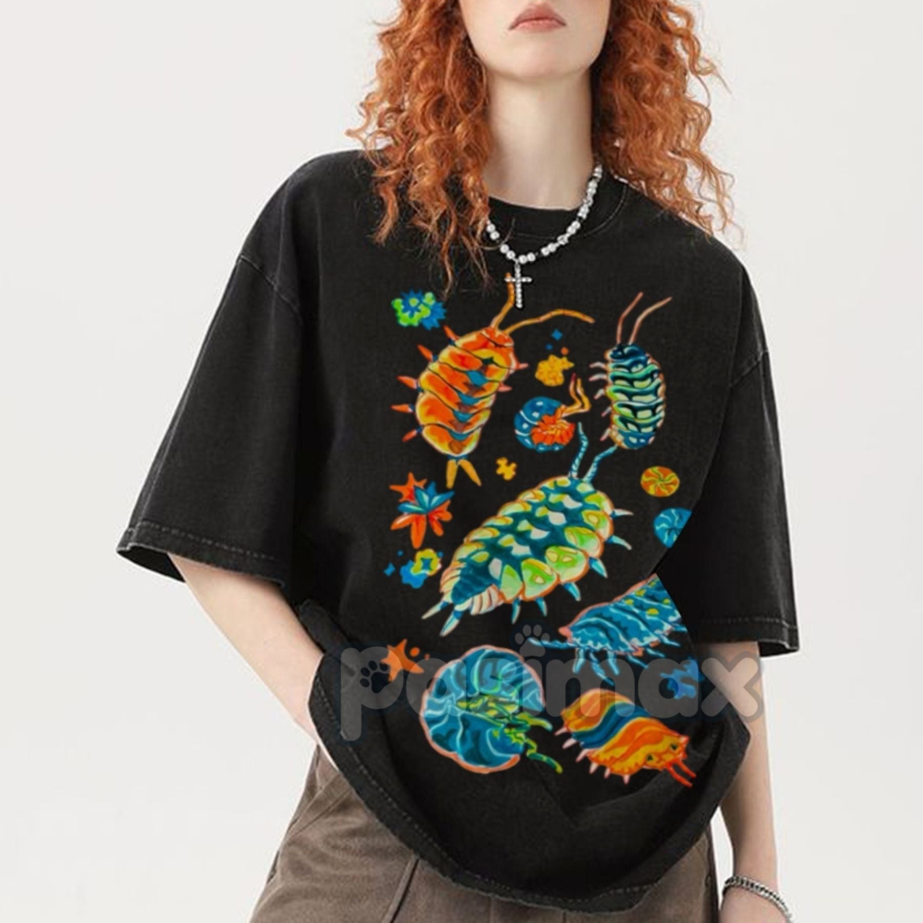 Colorful Insects Unisex Vintage Washed Shirt – Full-Color Graphic Tee, For Men & Women