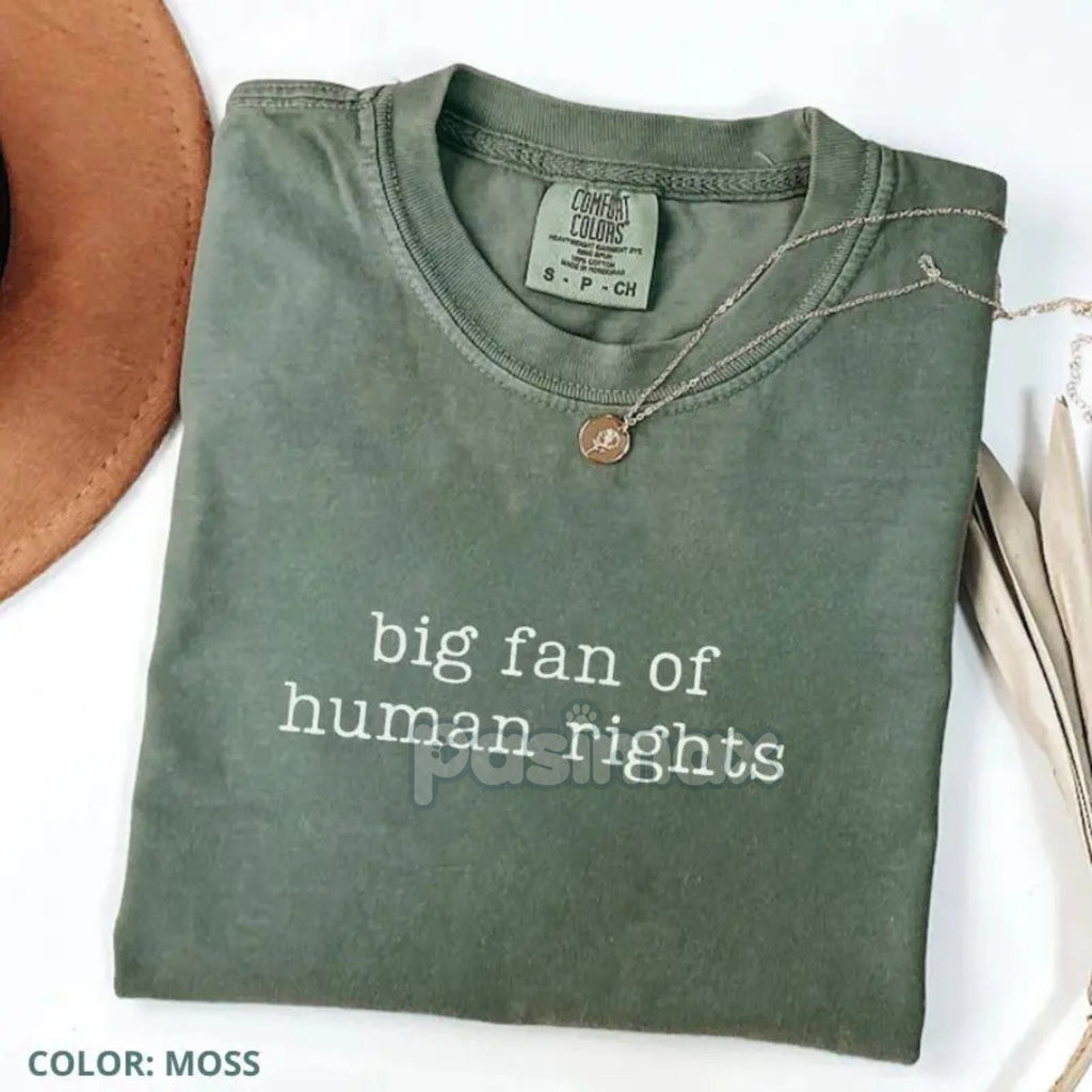 Comfort Colors® 'Big Fan of Human Rights' T-Shirt – Ironic Equality Statement Tee, Minimalist Social Justice Shirt, Essential Beliefs Top