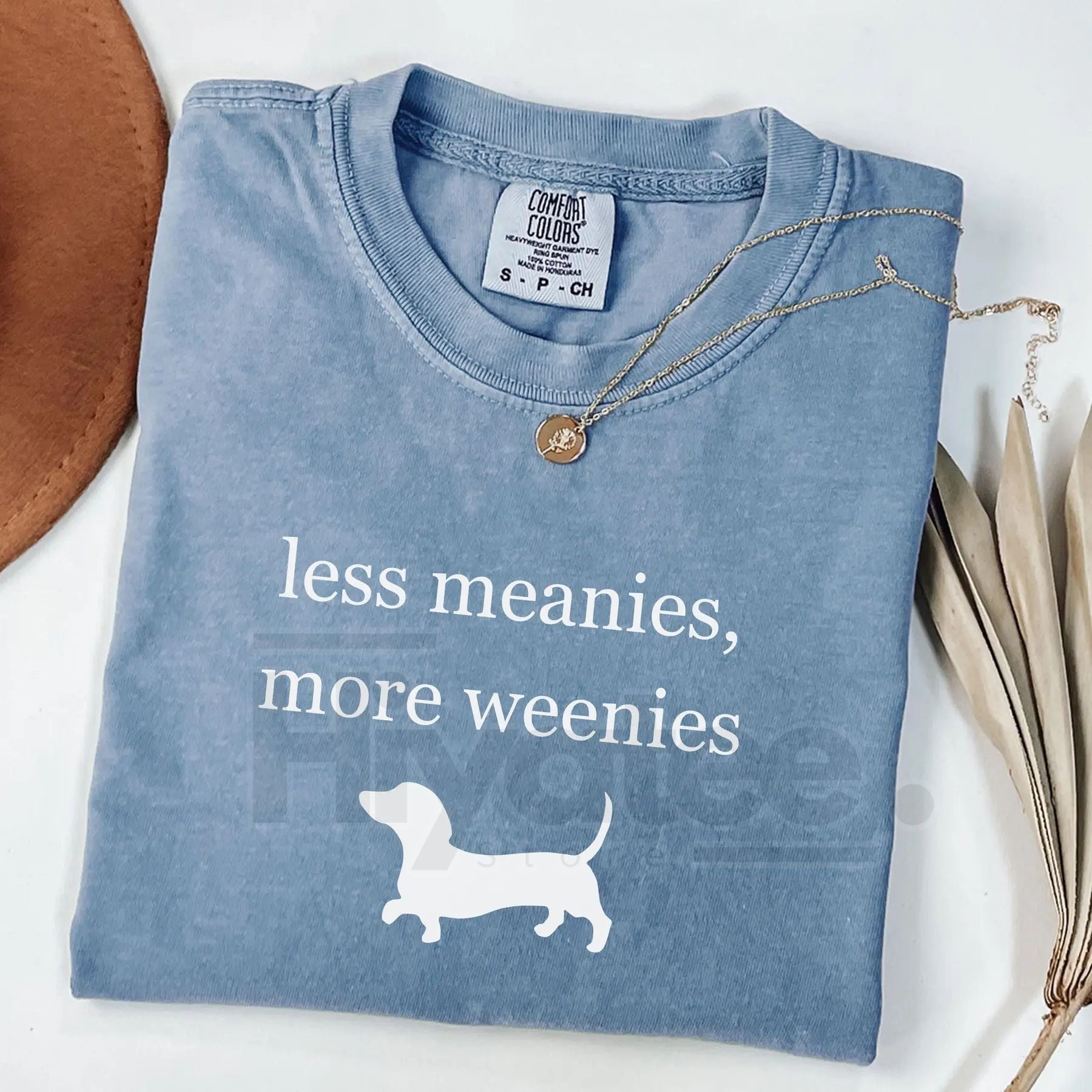 Comfort Colors Less Meanies More Weenies Shirt – Funny Dachshund T-Shirt, Doxie Mom Gift, Minimalist Weenie Dog Tee