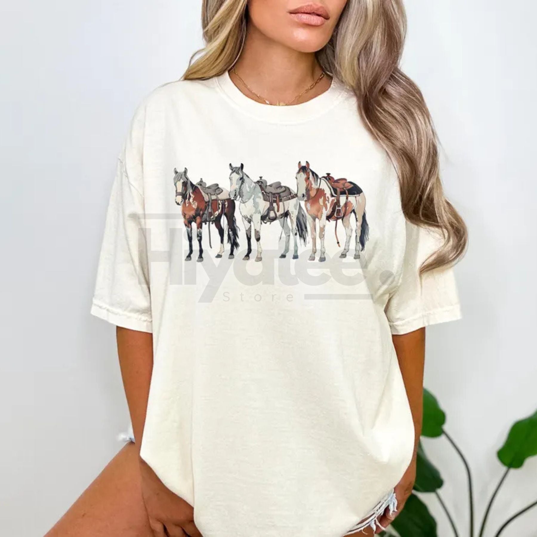 Comfort Colors® Western Horses T-Shirt – Cute Horse Lover's Holiday Gift, Trendy Western Graphic Crewneck, Gift for Her