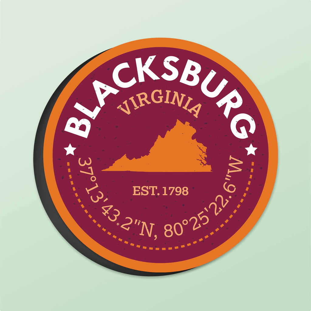 Coordinates Blacksburg Virginia Car Magnet - Flexible VA Fridge Magnet