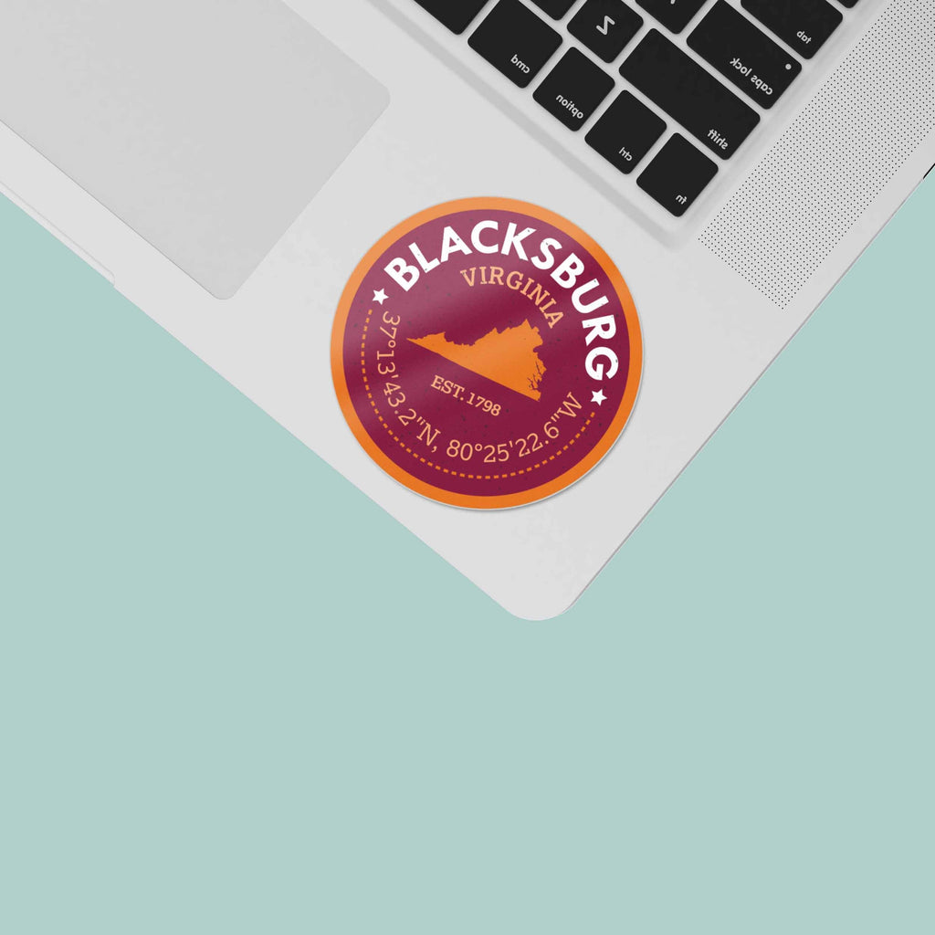 Blacksburg Virginia Map Sticker - Cute VA Decal