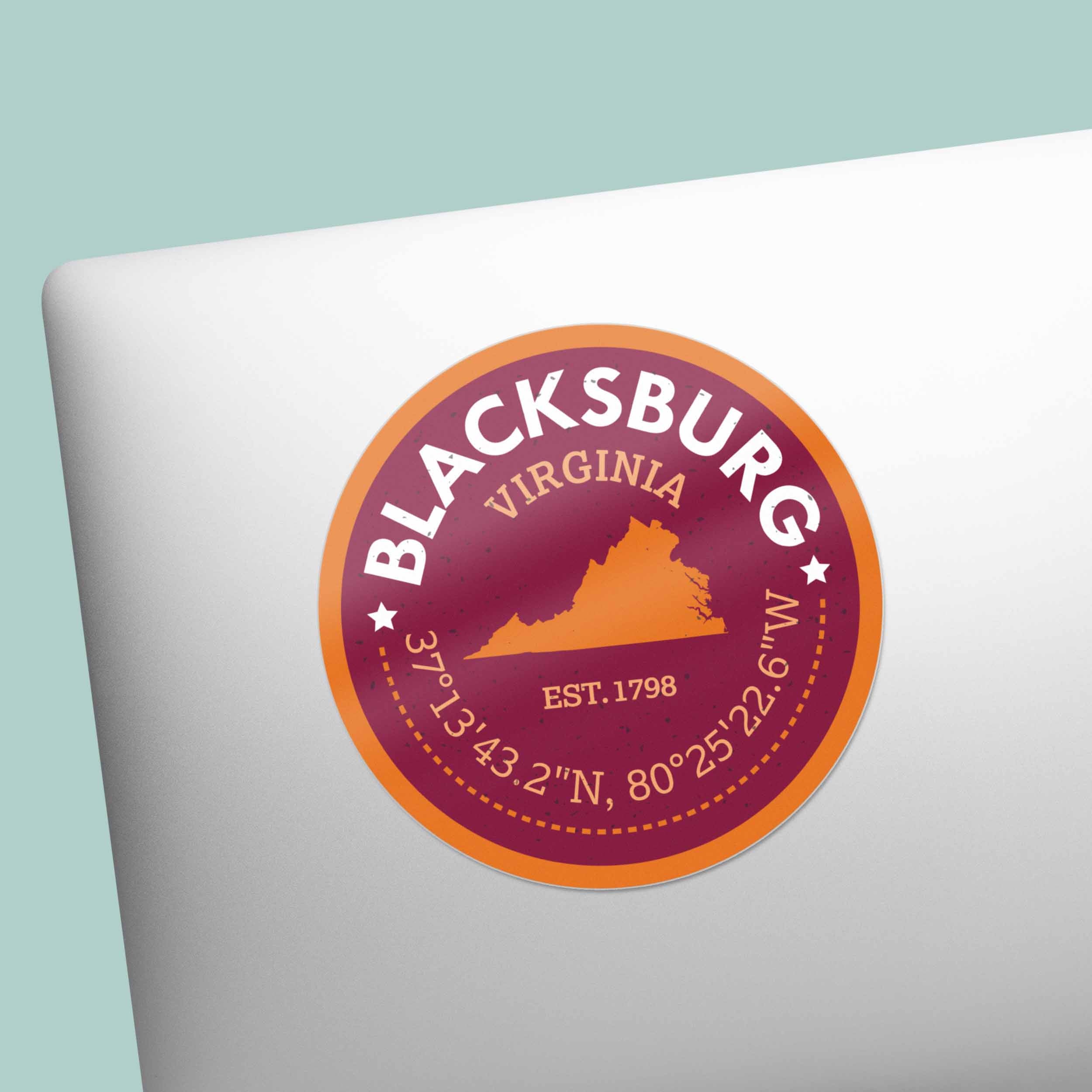 Blacksburg Virginia Map Sticker - Cute VA Decal