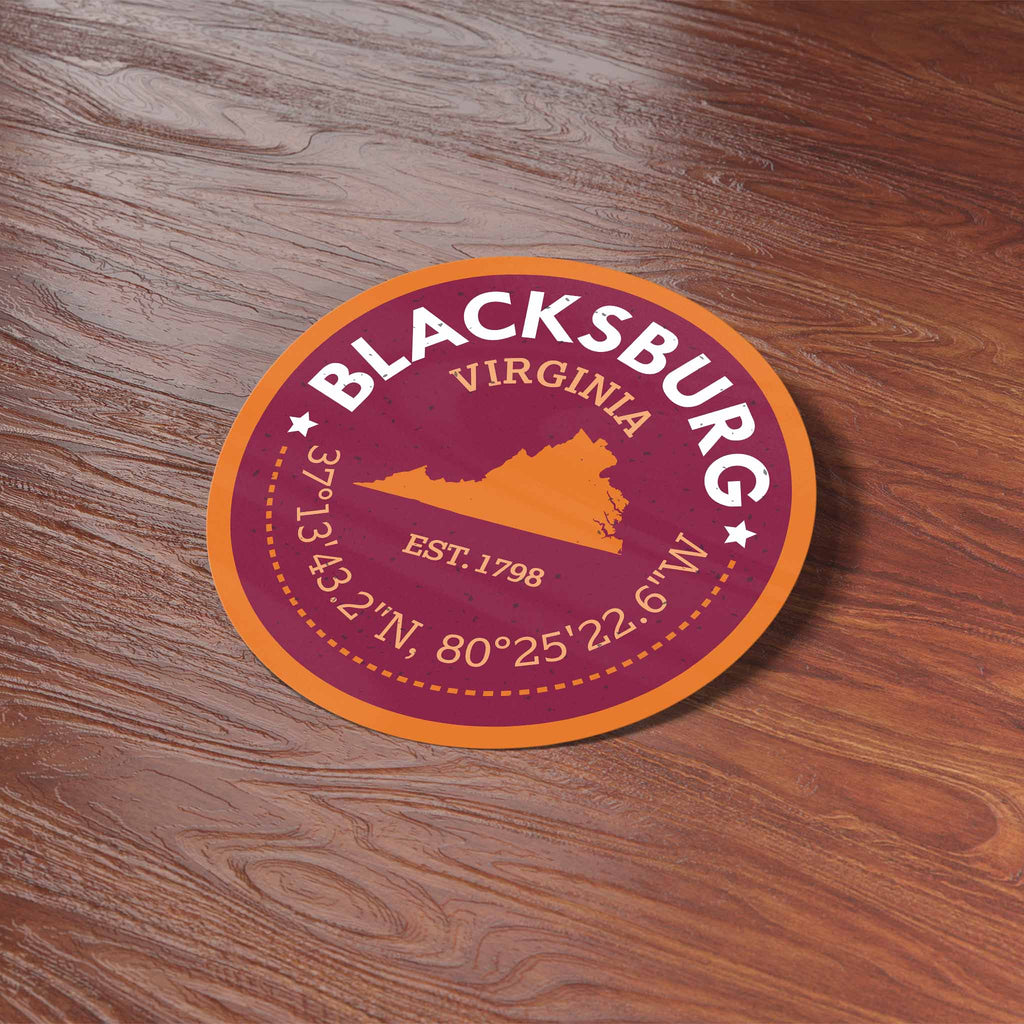 Blacksburg Virginia Map Sticker - Cute VA Decal