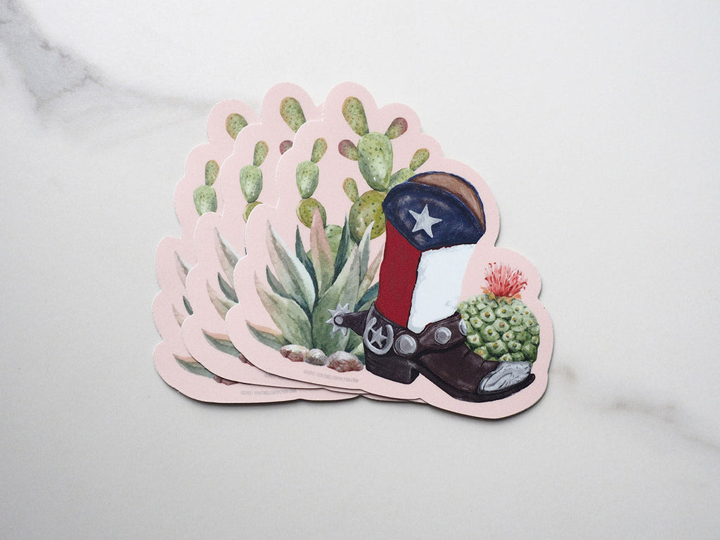 Cactus and Cowboy Boots Texas Sticker