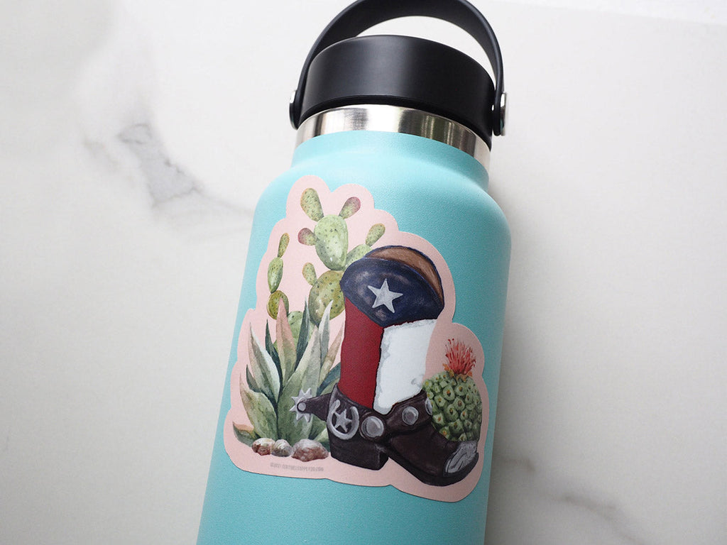 Cactus and Cowboy Boots Texas Sticker