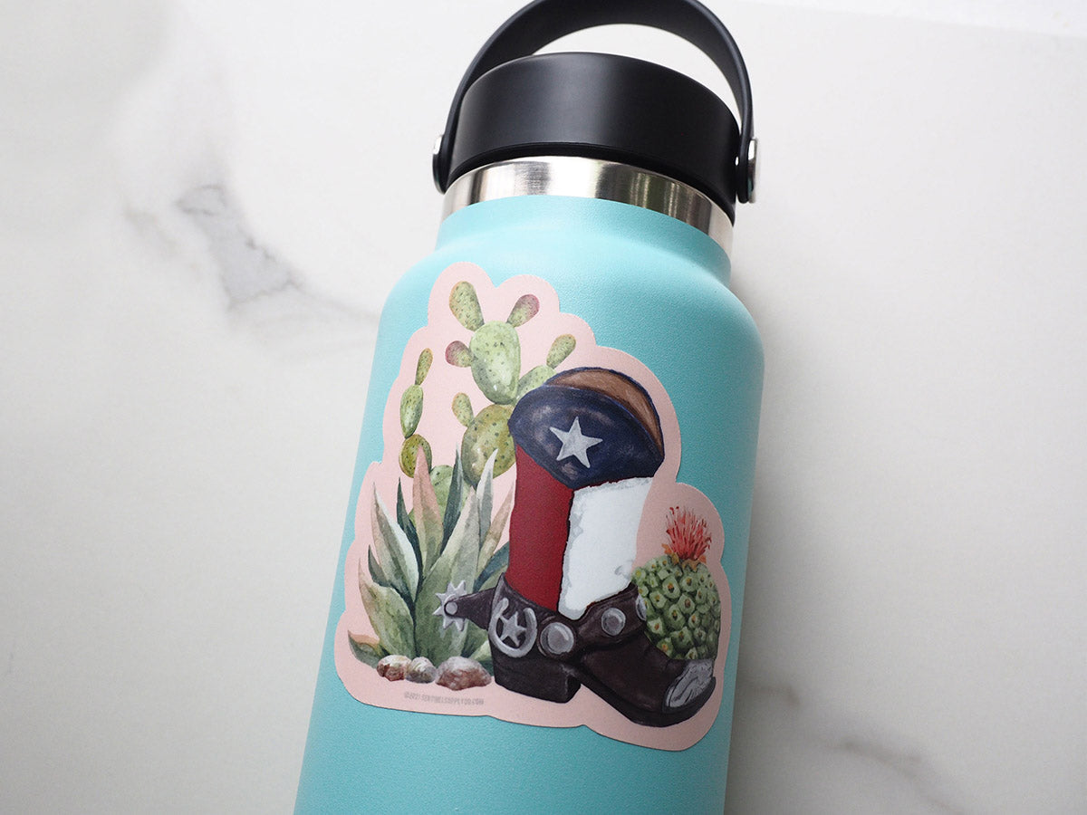 Cactus and Cowboy Boots Texas Sticker