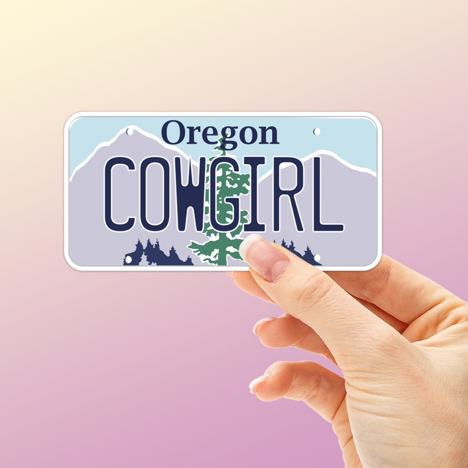 Cowgirl Oregon License Plate Sticker