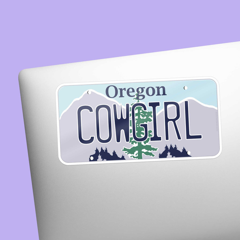 Cowgirl Oregon License Plate Sticker