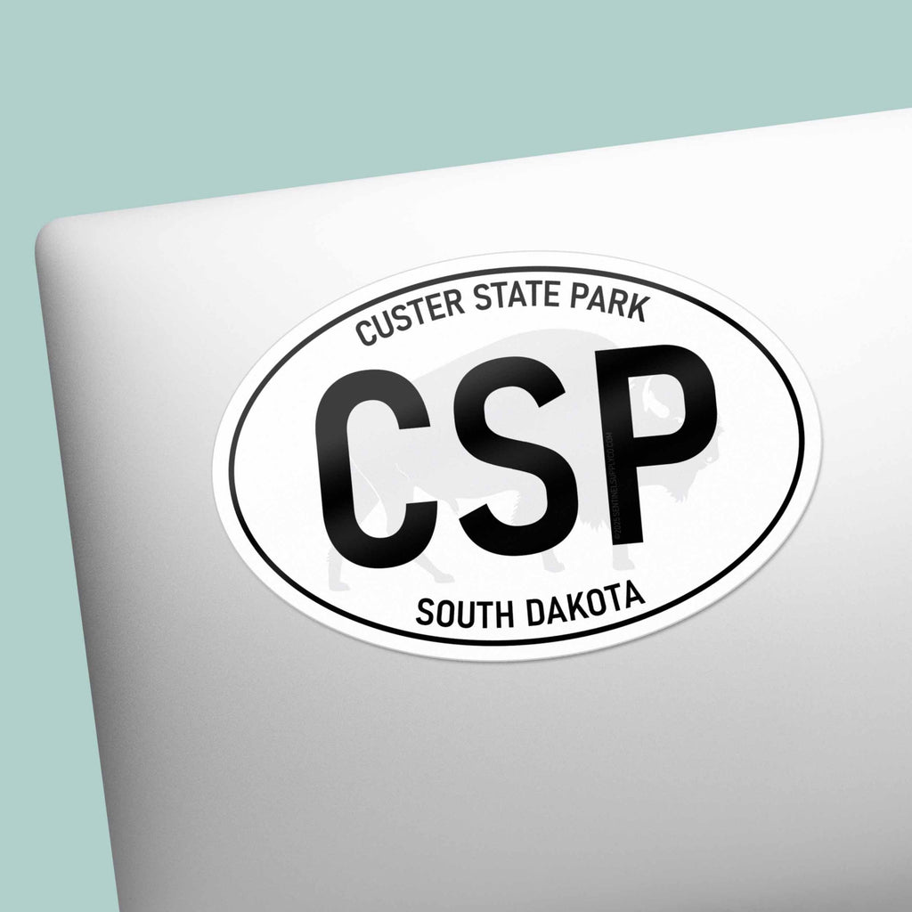 Custer State Park South Dakota White Oval Sticker