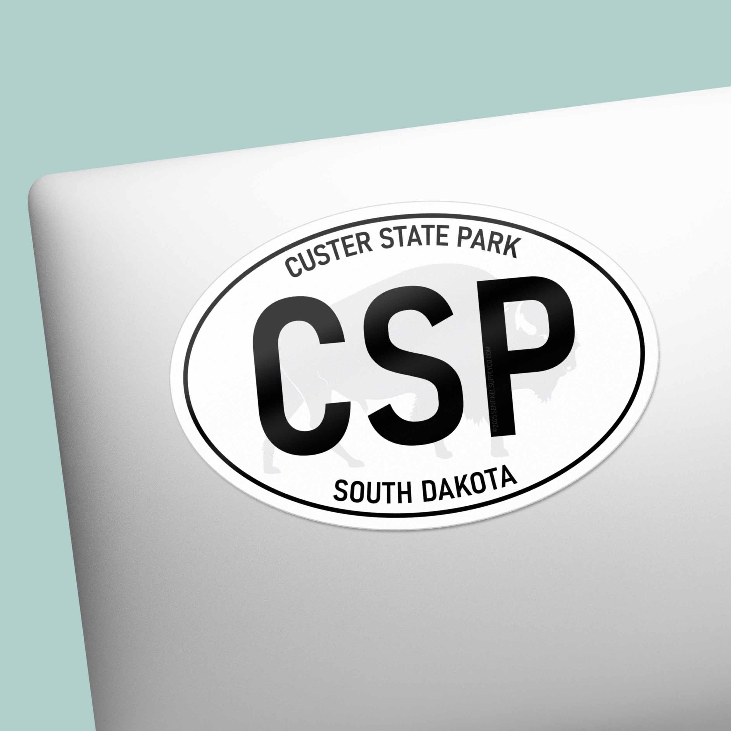 Custer State Park South Dakota White Oval Sticker