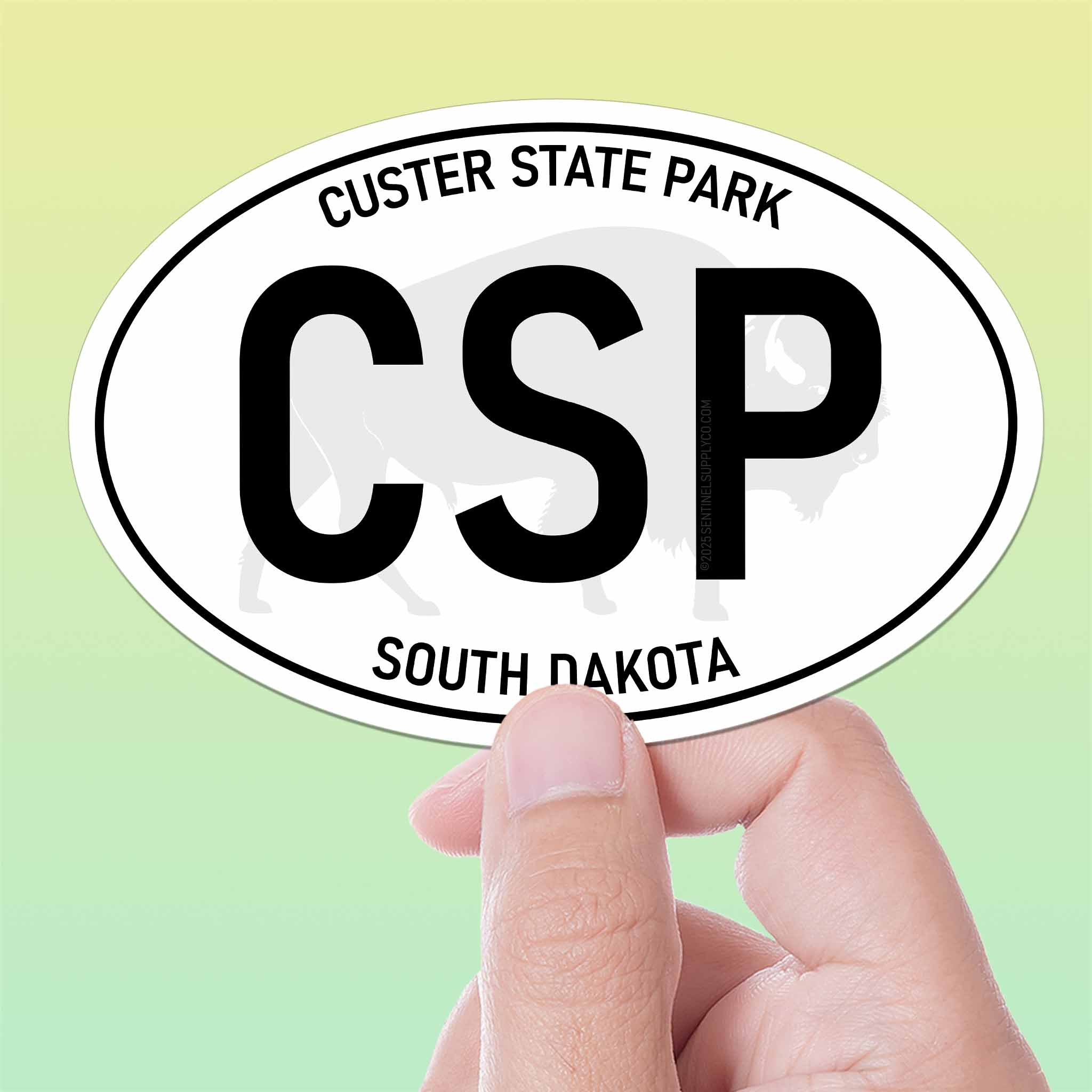 Custer State Park South Dakota White Oval Sticker