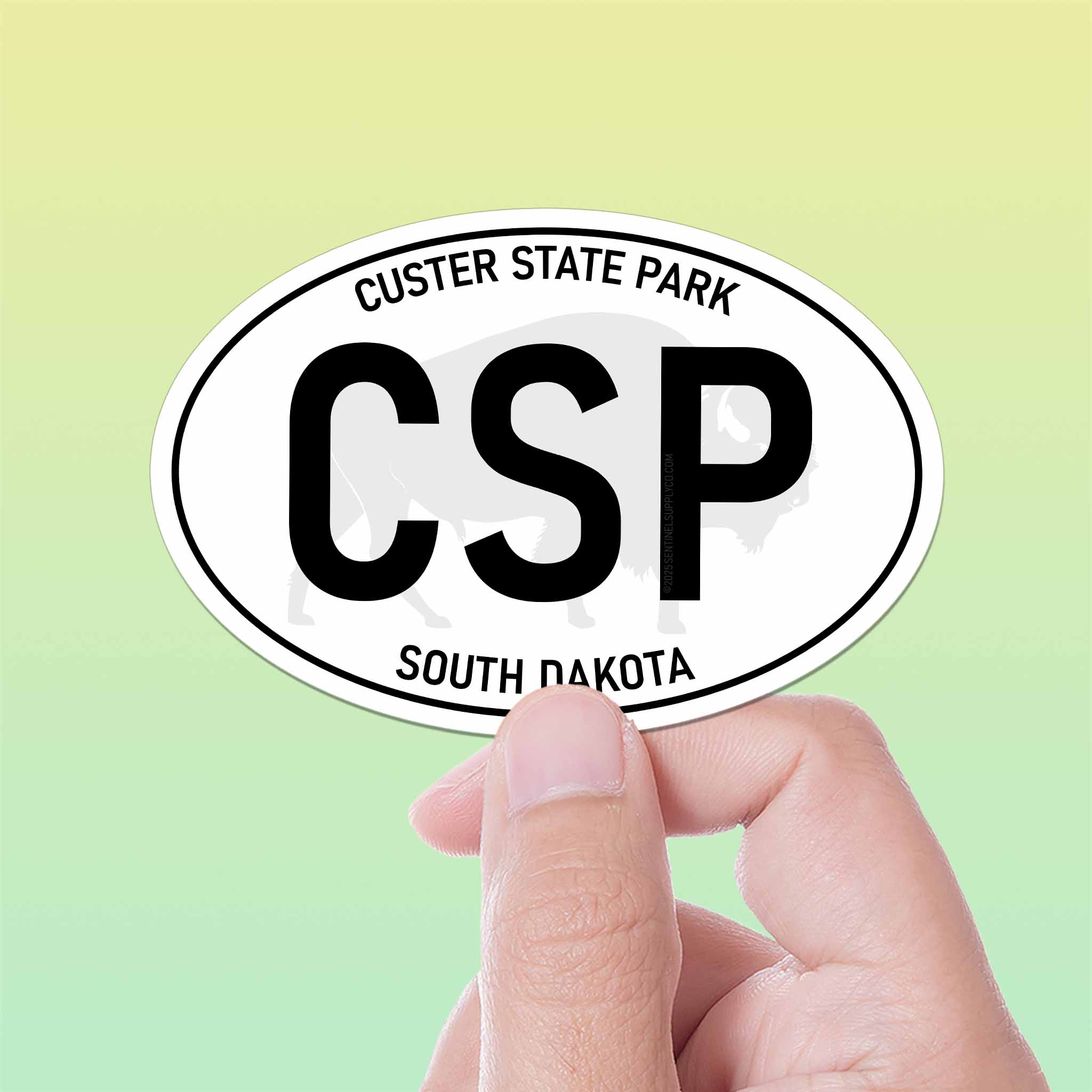 Custer State Park South Dakota White Oval Sticker